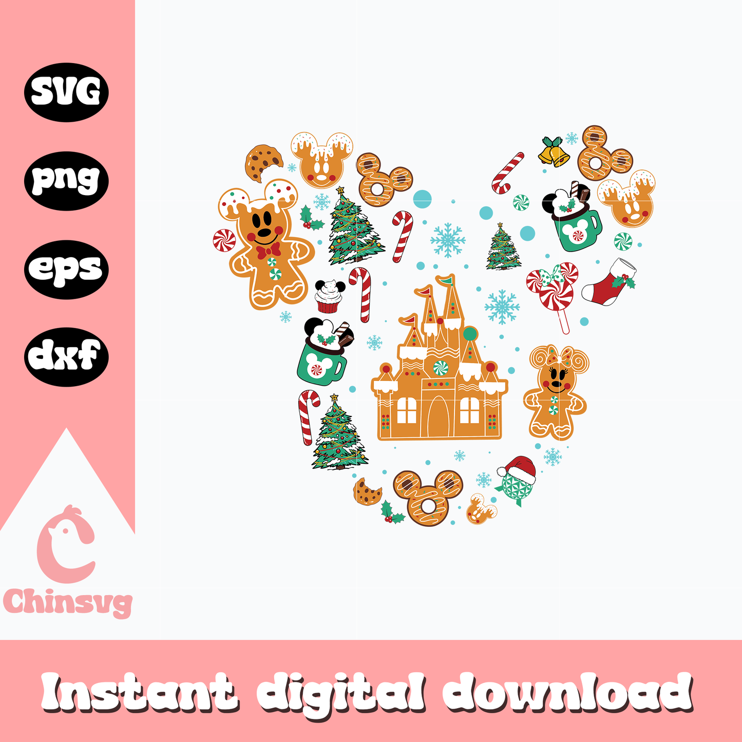 Disney mickey head christmas svg, christmas mickey mouse svg
