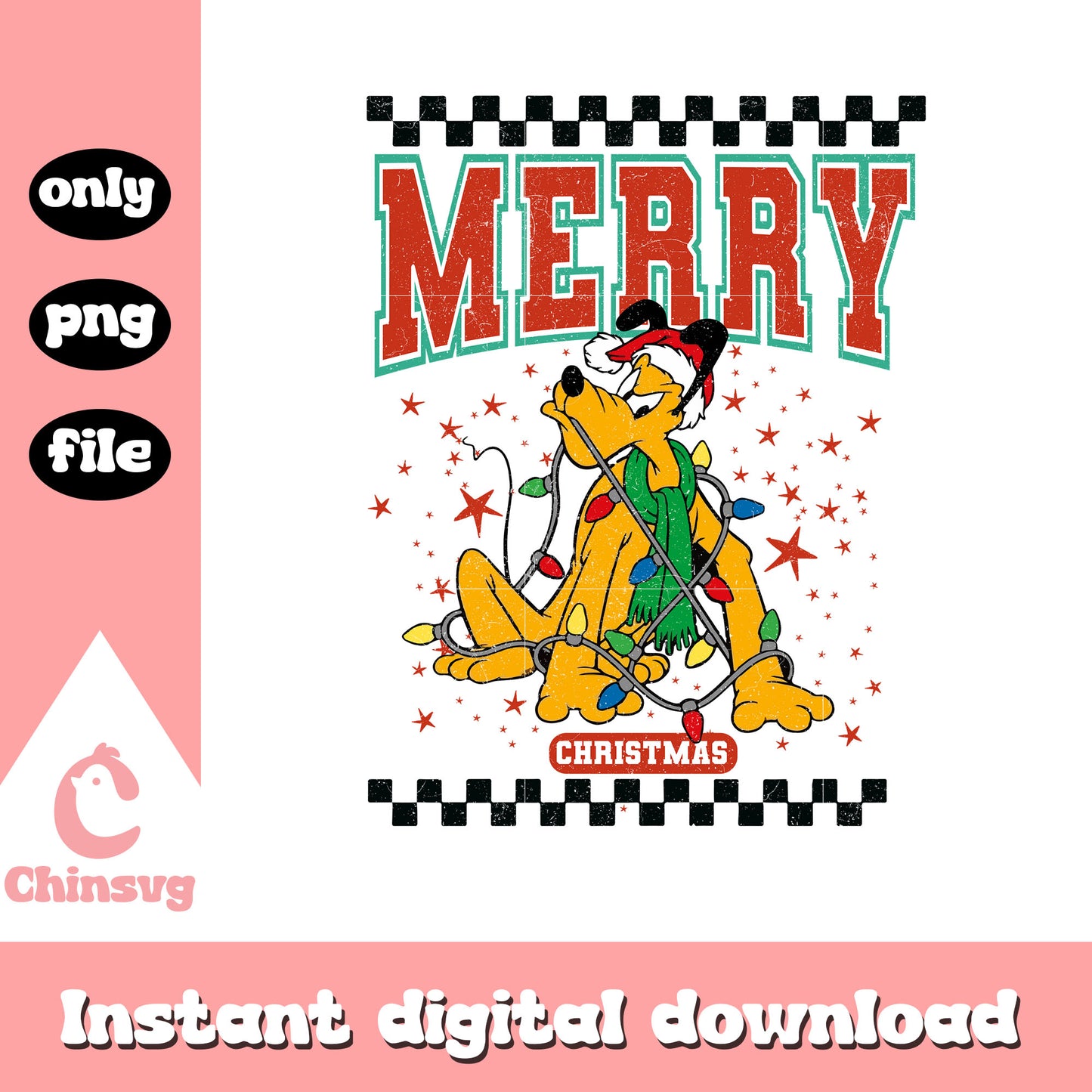Disney pluto dog santa christmas png, pluto christmas png