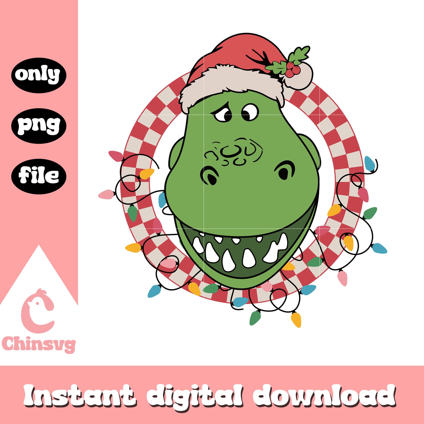 Disney rex face santa hat christmas png, christmas t rex png