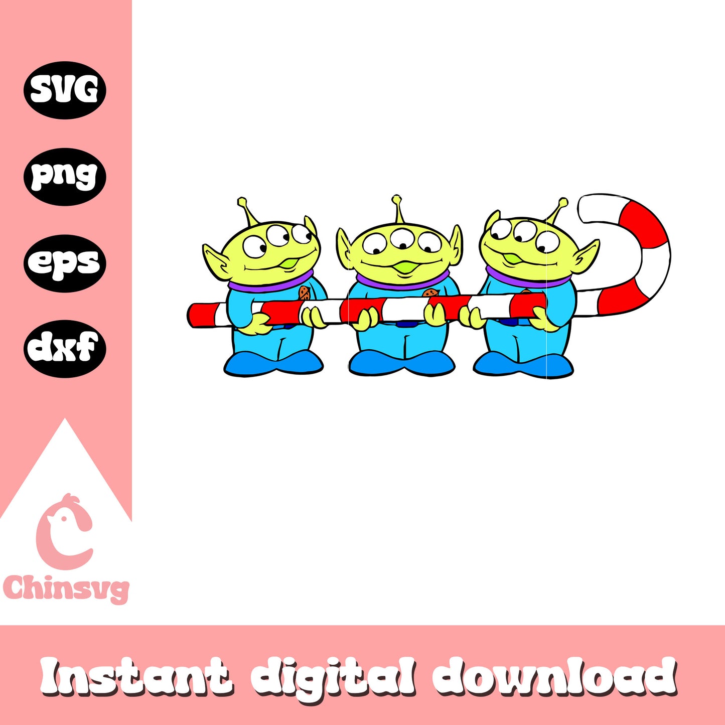 Disney aliens and christmas candy design svg, toy story alien christmas svg