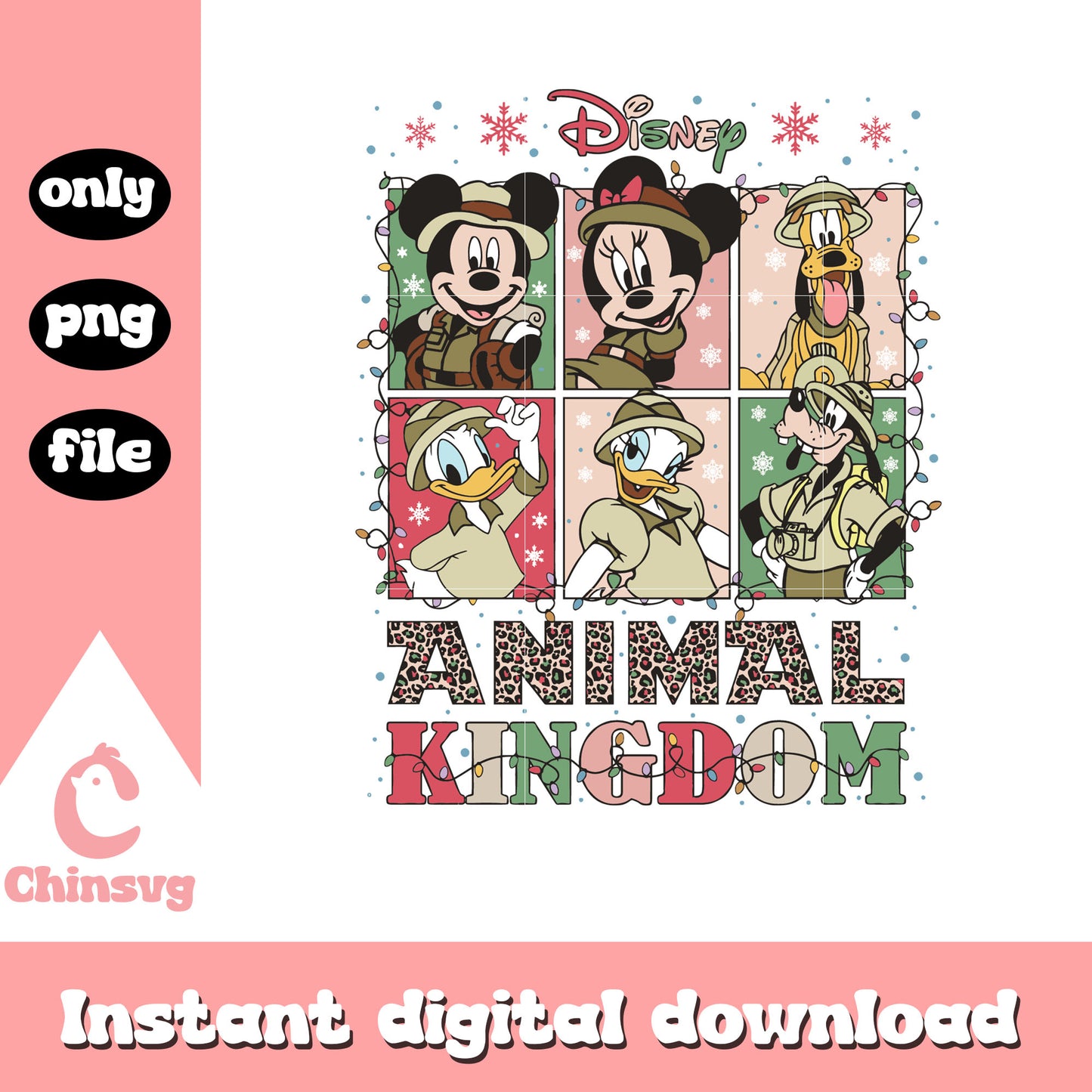 Disney animal kingdom christmas design png, mickey and friends christmas png