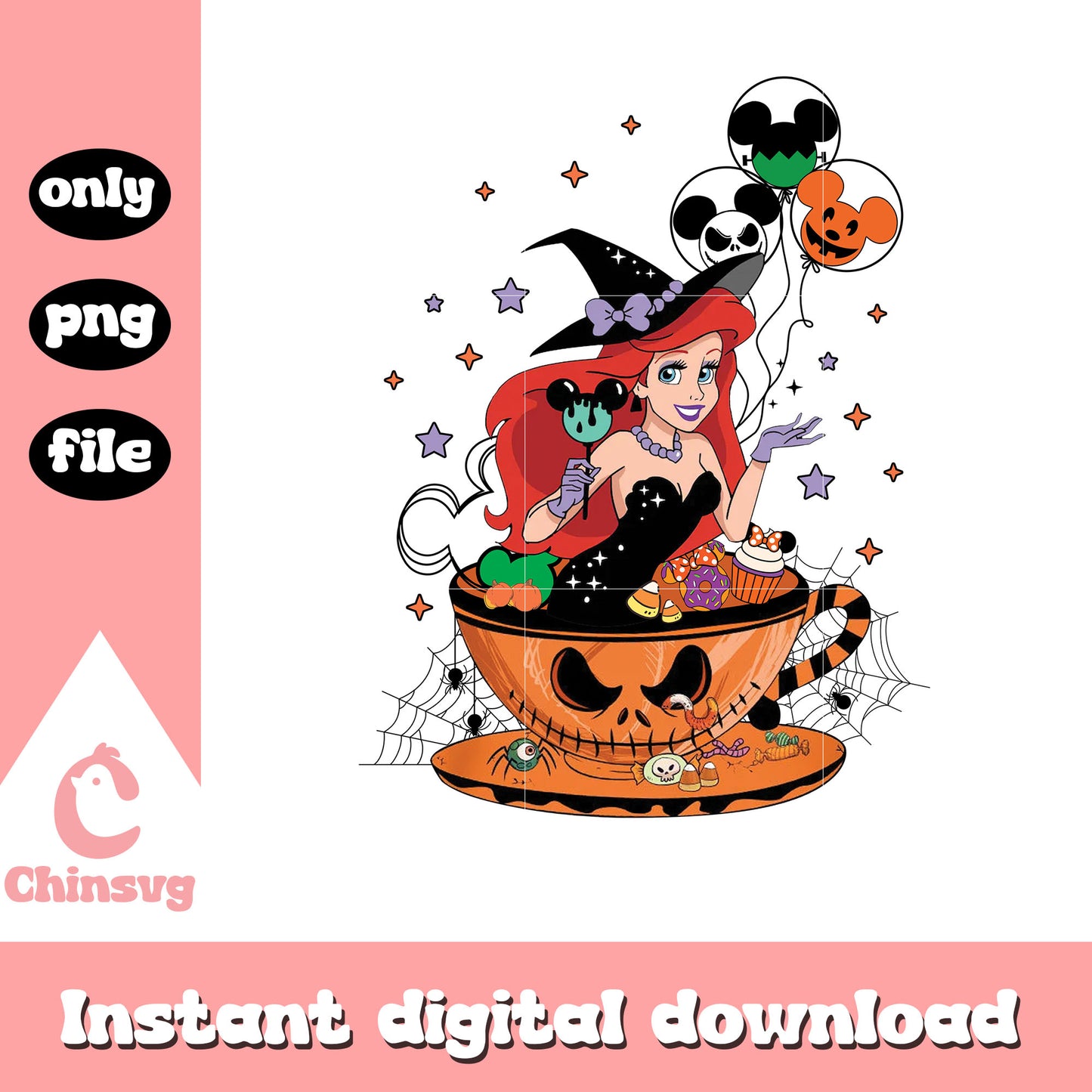 Disney ariel princess witch balloon png, disney ariel princess png