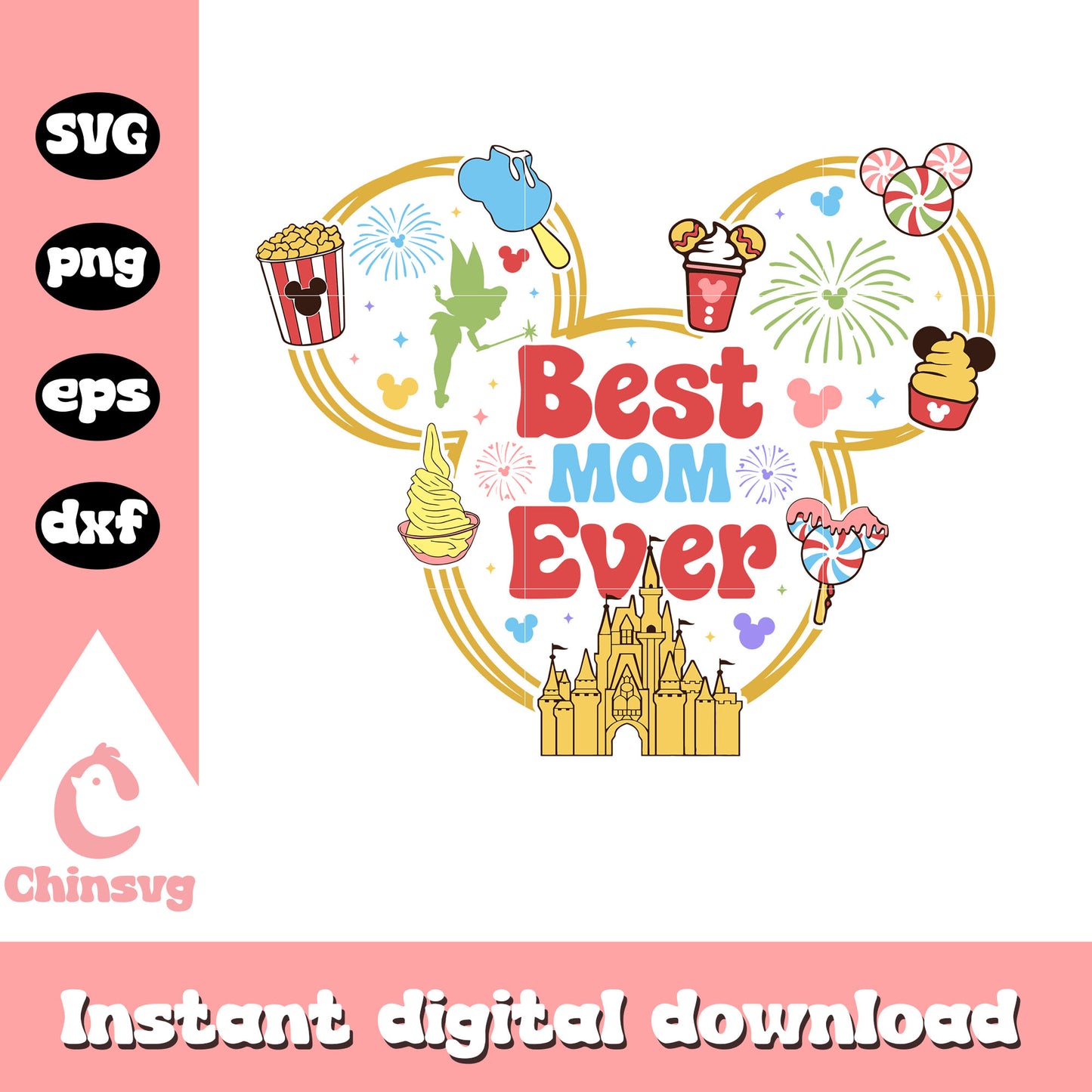 Disney best mom ever svg, mickey head svg, disney castle svg