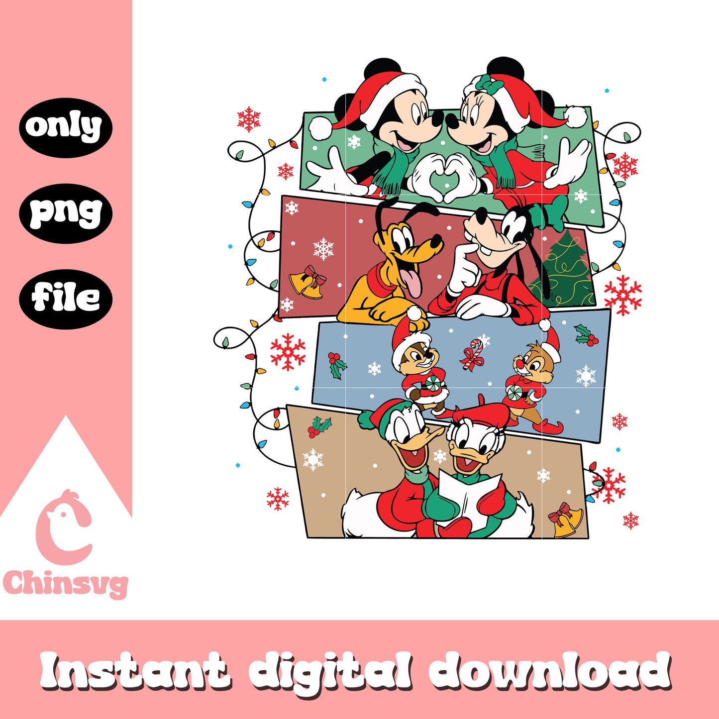 Disney cartoon couple christmas light png, disney xmas lights png
