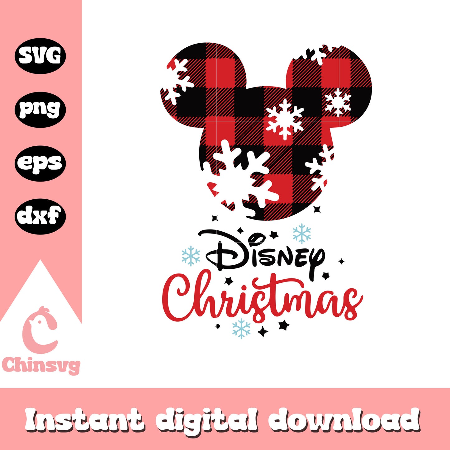 Disney christmas mickey head plaid svg, mickey christmas svg