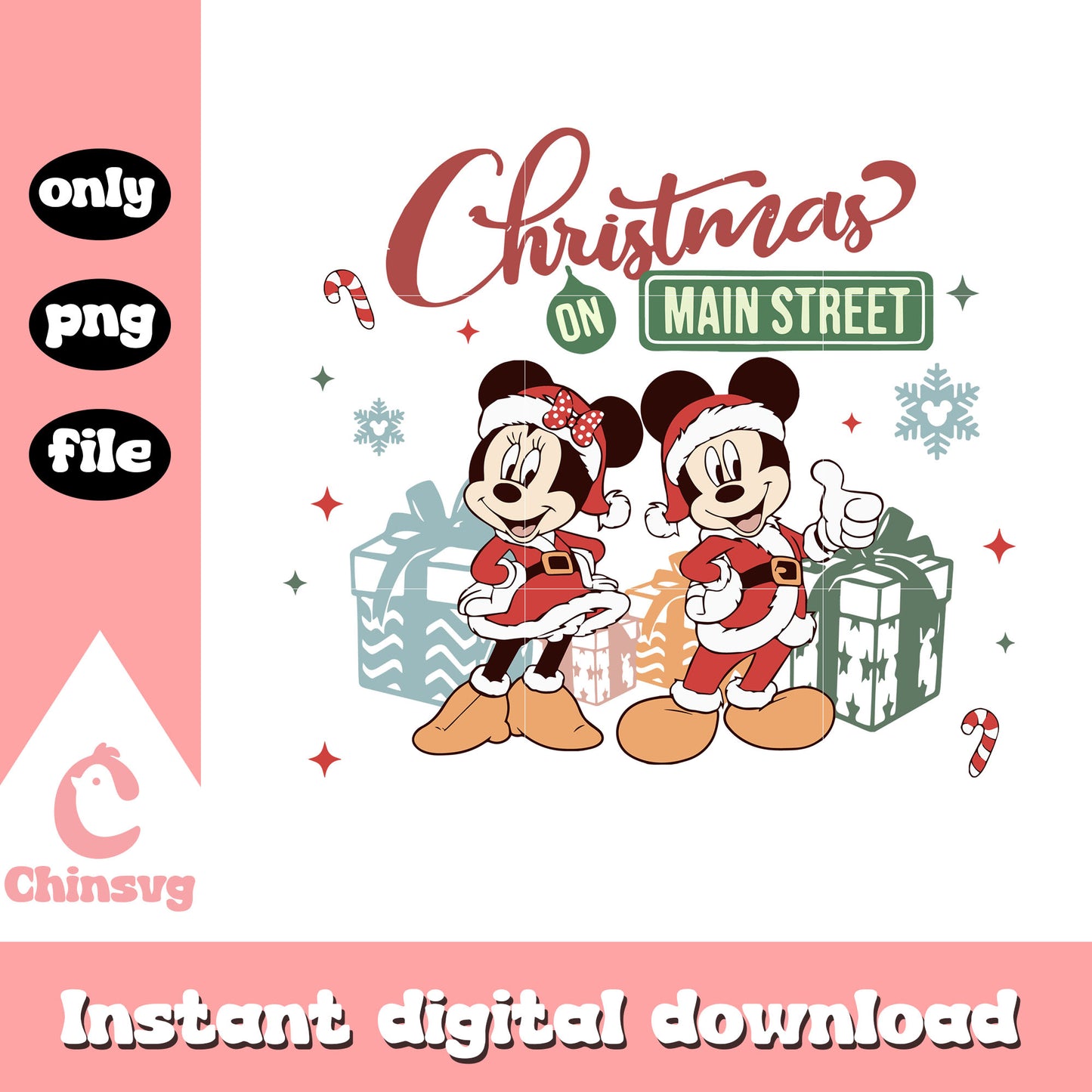 Disney christmas on main street xmas gift png, noel a disney png