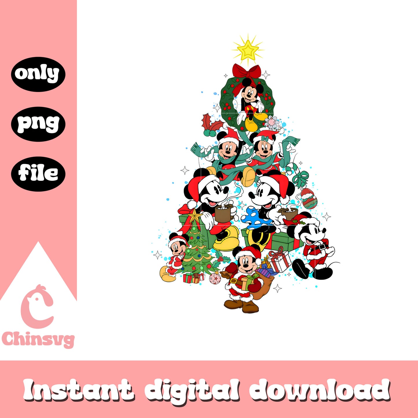Disney christmas tree mickey mouse png, christmas decor png