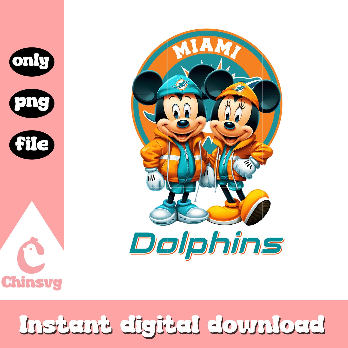 Disney cute miami dolphins png, miami dolphins logo png