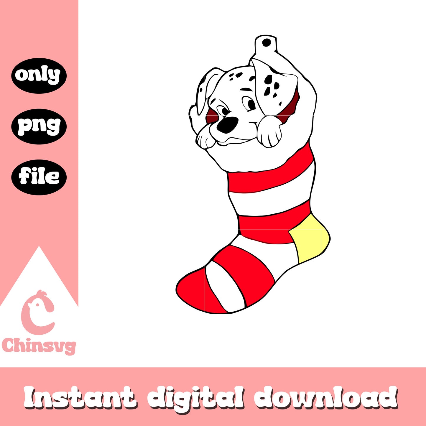 Disney dalmatians in christmas sock png, 101 dalmatians christmas png
