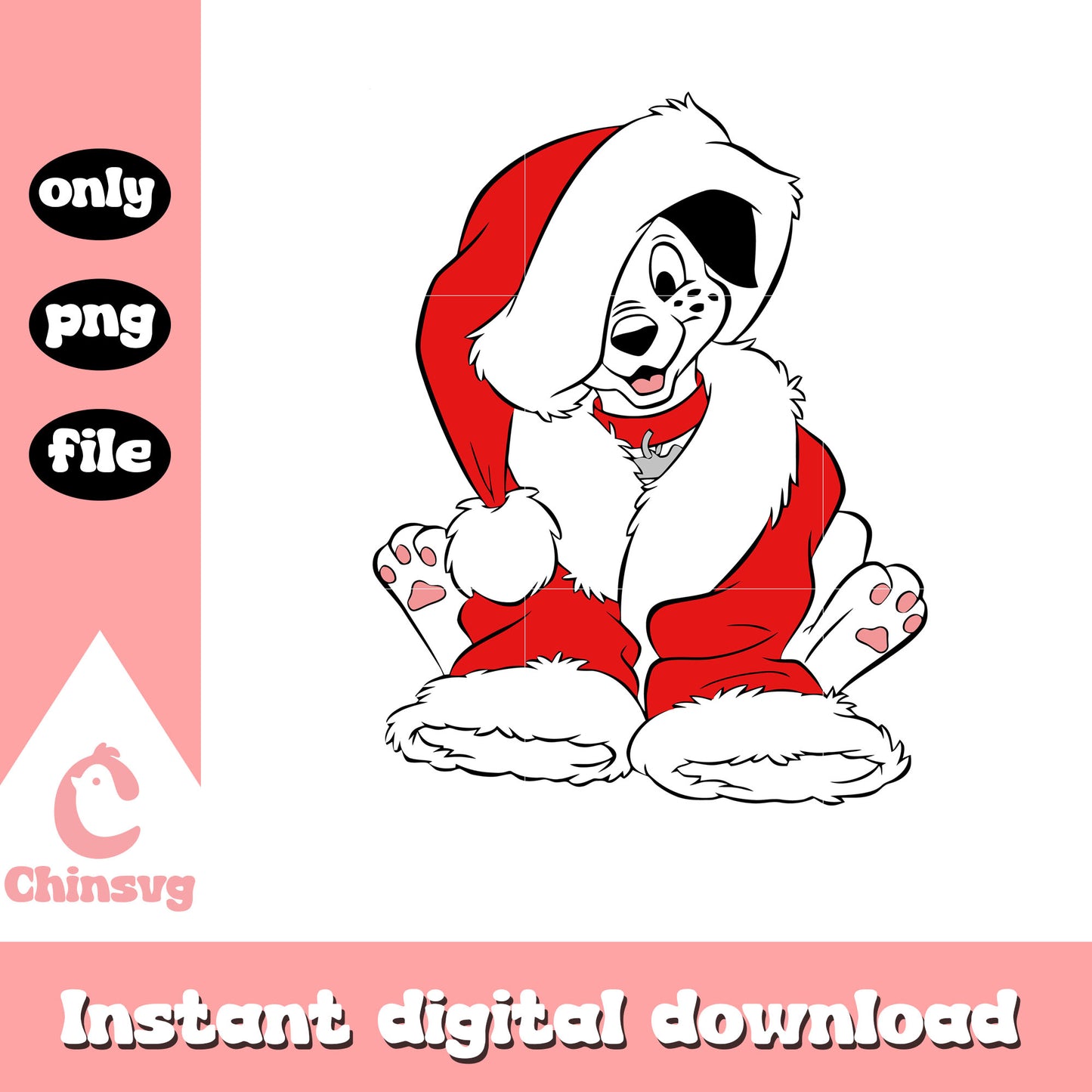 Disney dalmatians santa claus design png, 101 dalmatians christmas png
