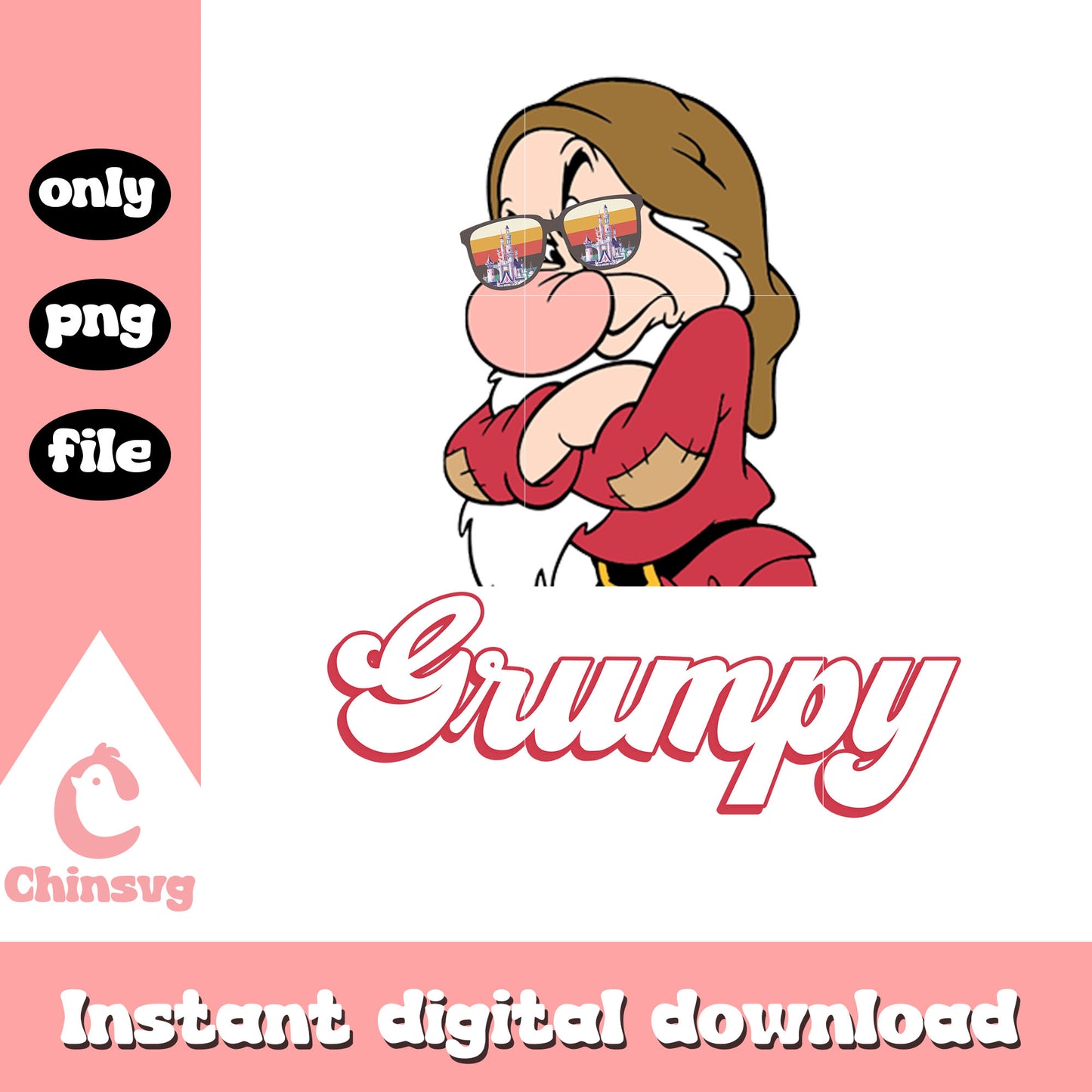Disney dwarf grumpy design png, disney characters png