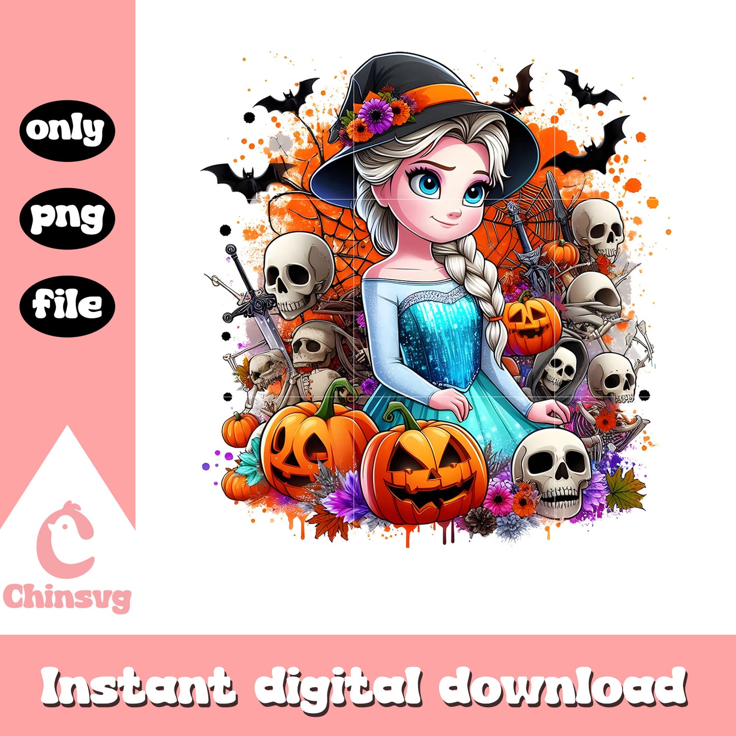 Disney else witch flower halloween png, elsa disney png