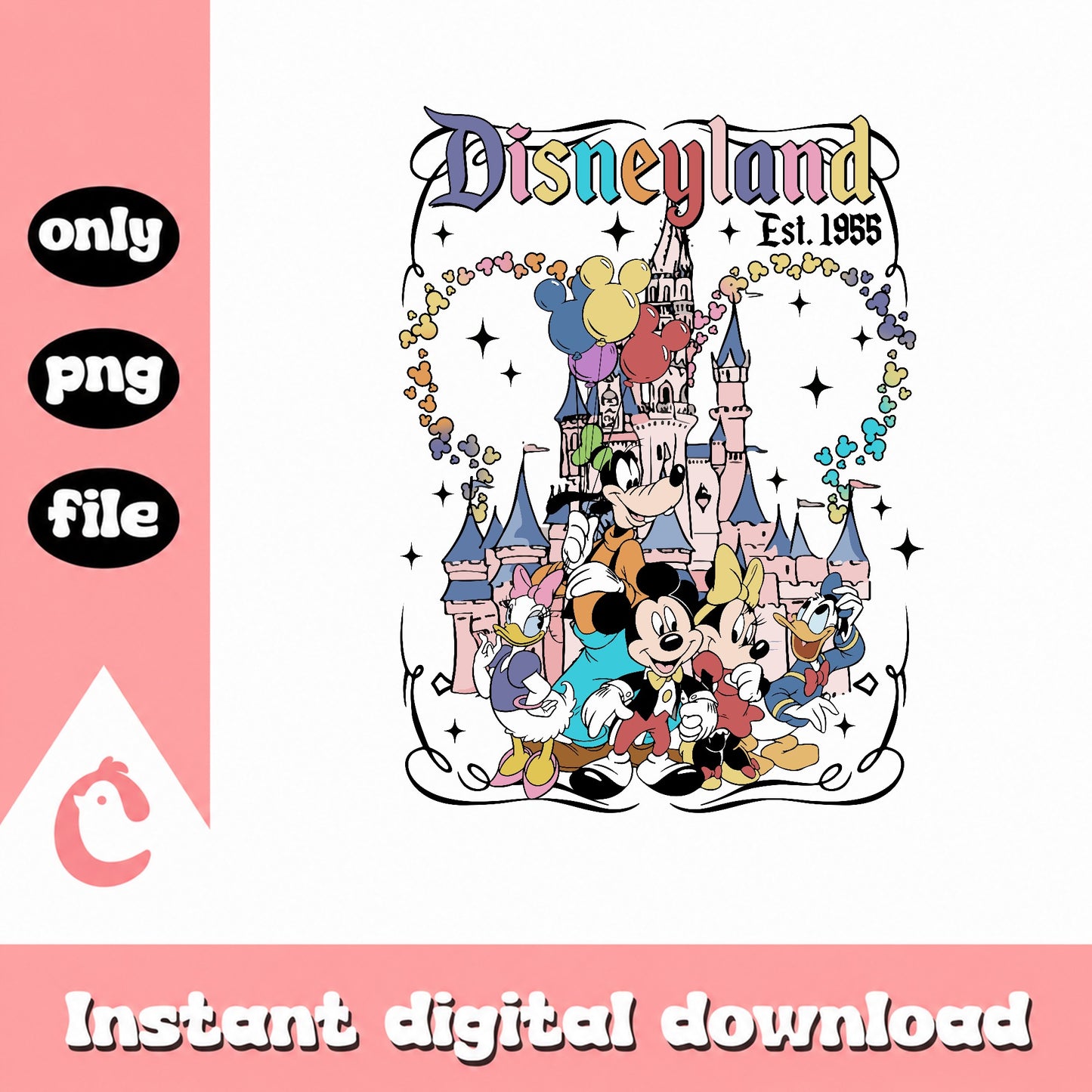 Disneyland Est 1955 Mickey And Friends PNG, Disney Castle PNG, Disney Trip PNG