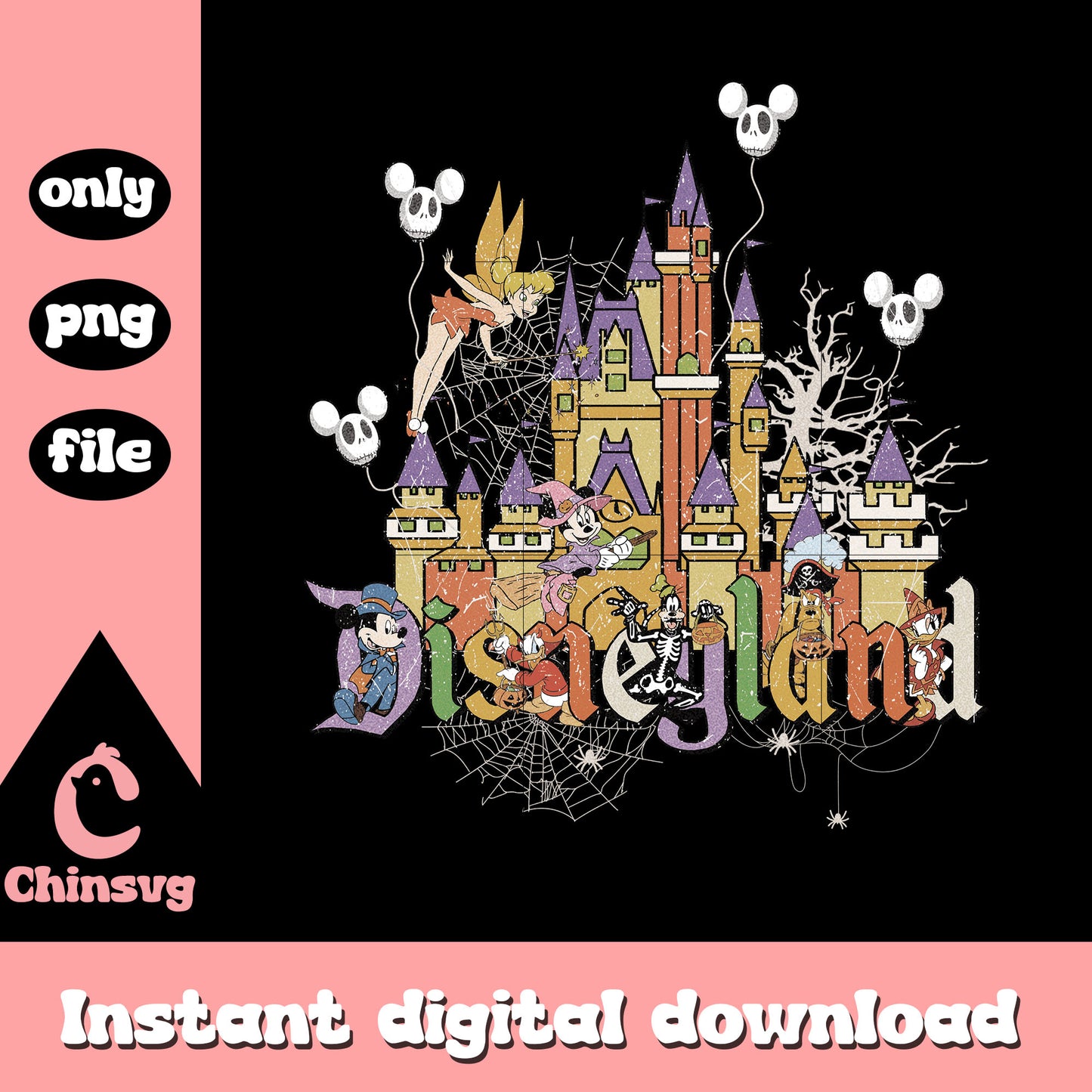 Disneyland characters castle design png, disney movies png