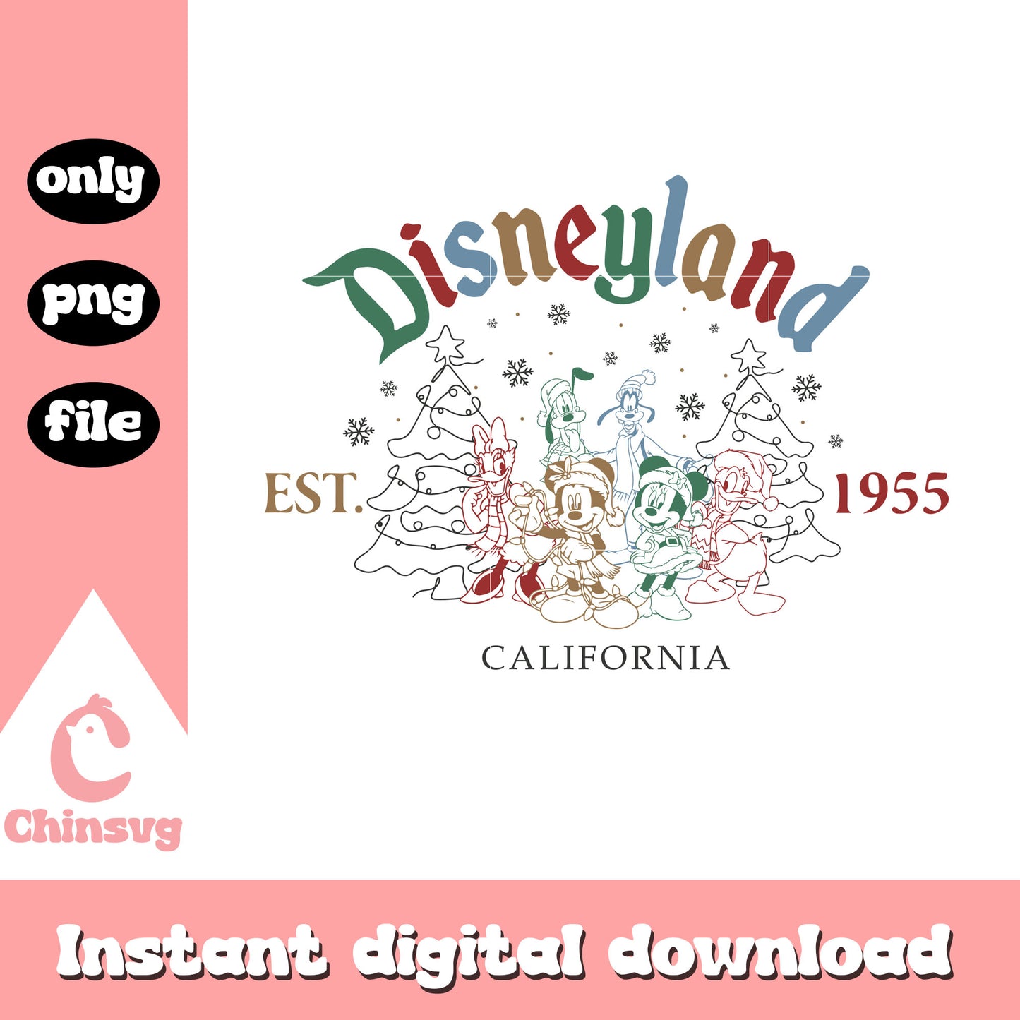 Disneyland est 1955 california png, christmas disney drawings png