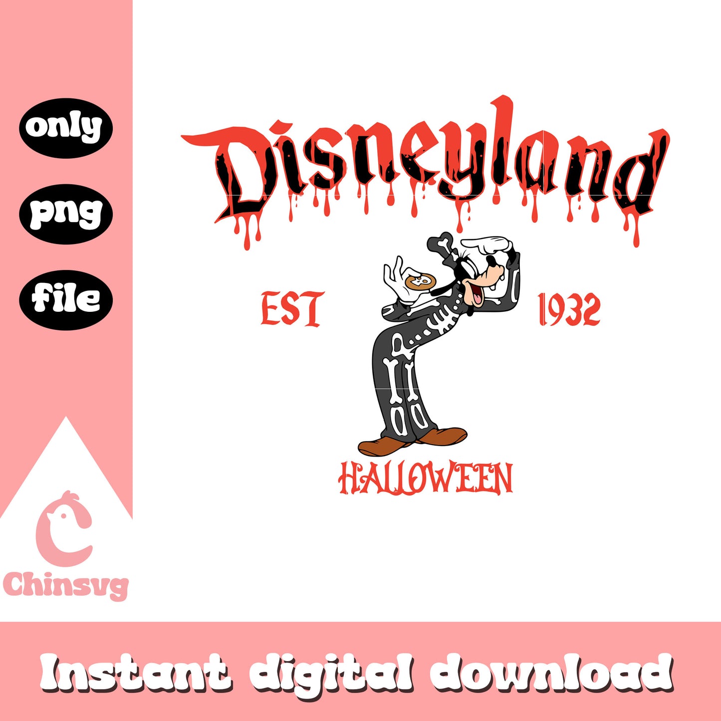 Disneyland halloween est 1932 goofy design png, disney goofy png