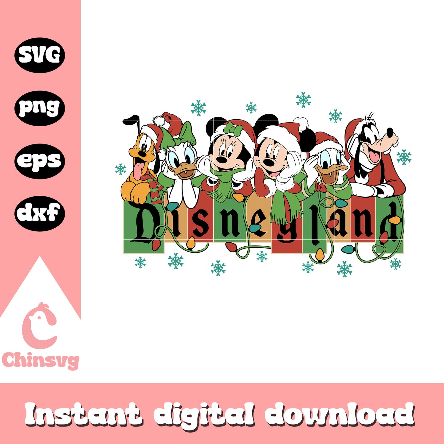 Disneyland merry christmas svg, disney characters svg