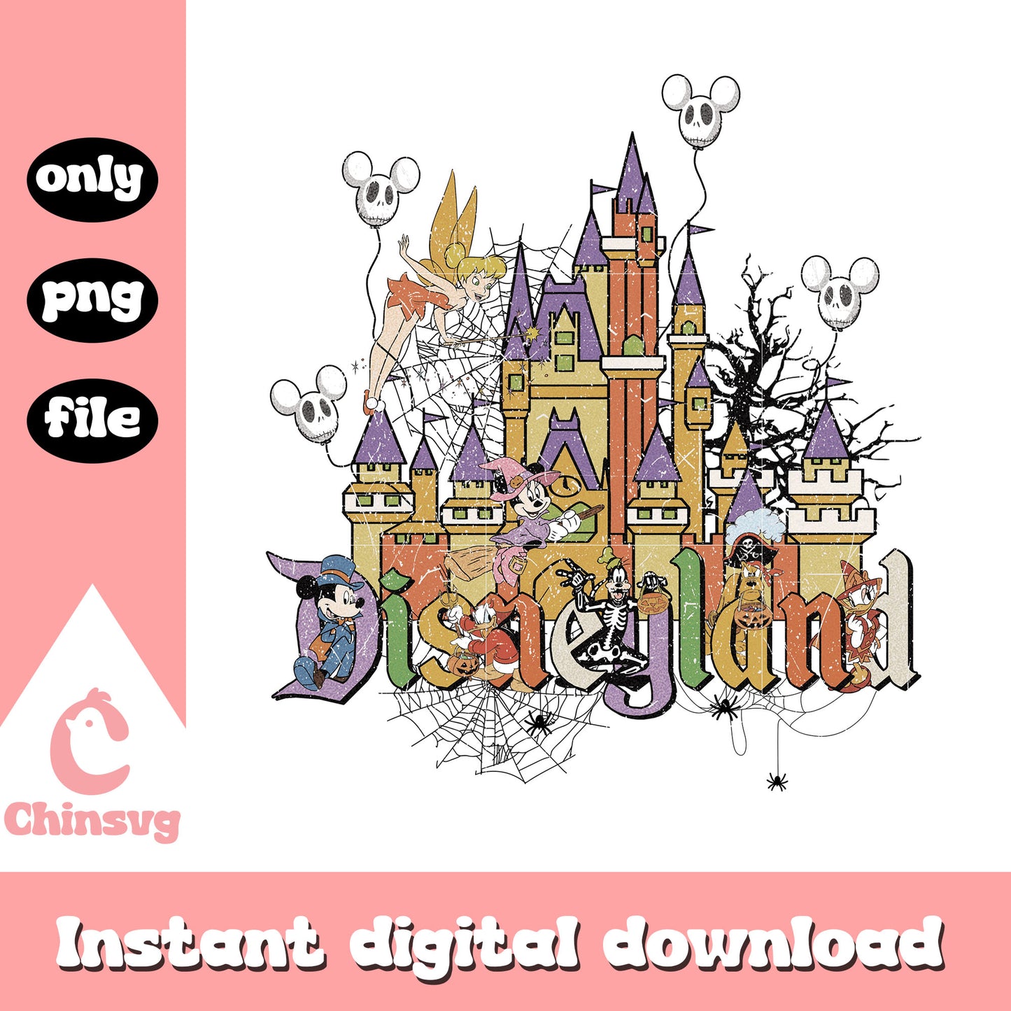 Disneyland mickey castle halloween design png, halloween png