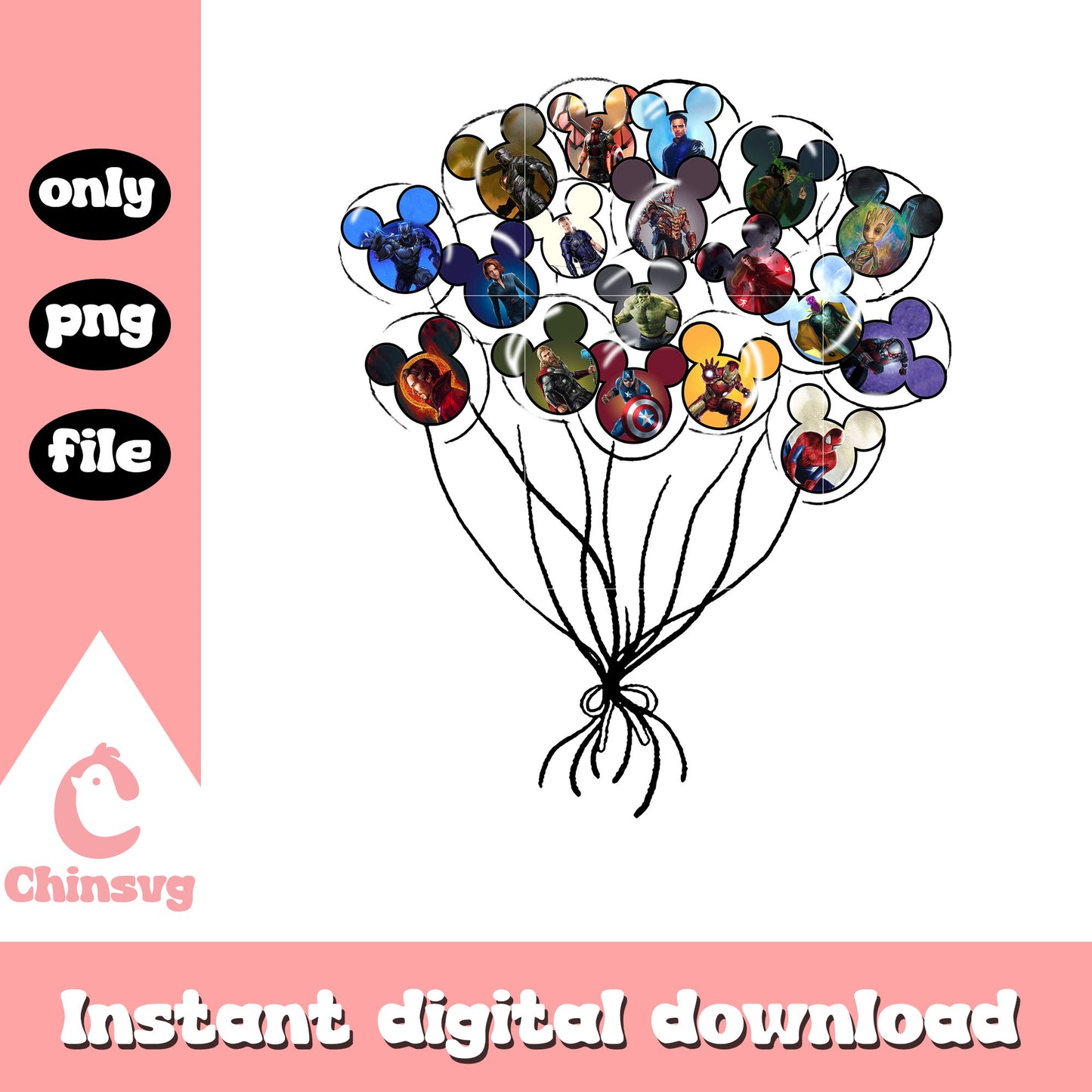 Disney mickey characters ballon art png, mickey disney movie png