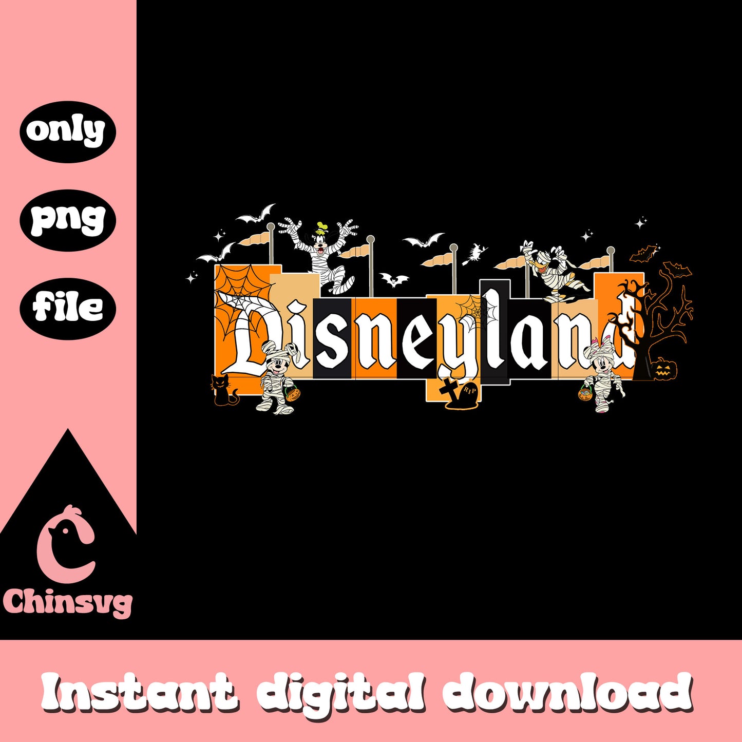 Disney mickey characters font design png, halloween decoration png