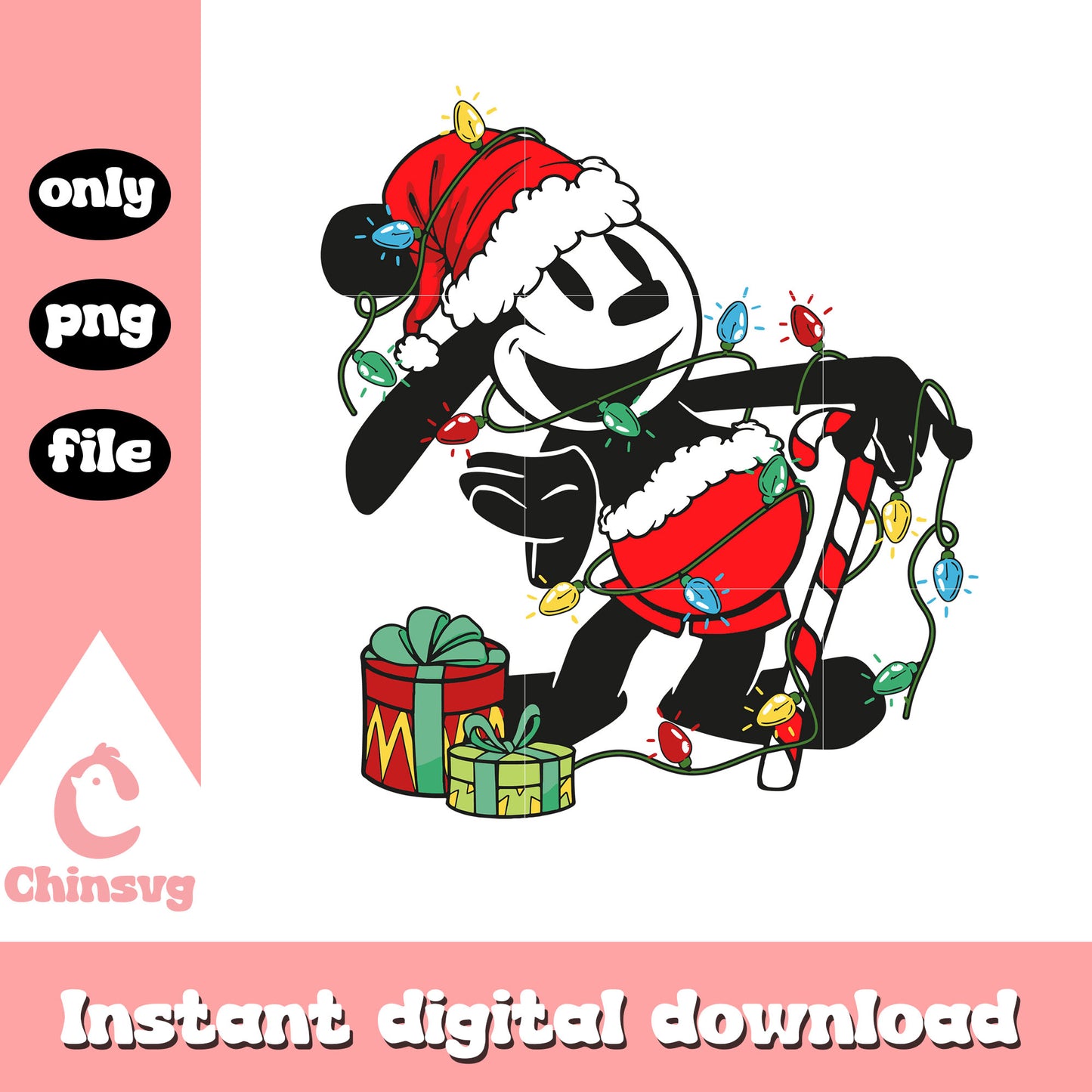 Disney mickey christmas gifts lights png, mickey disney png