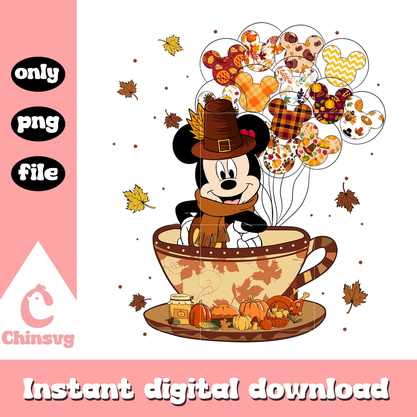 Disney mickey cup autumn style balloons png, disney mickey movie png