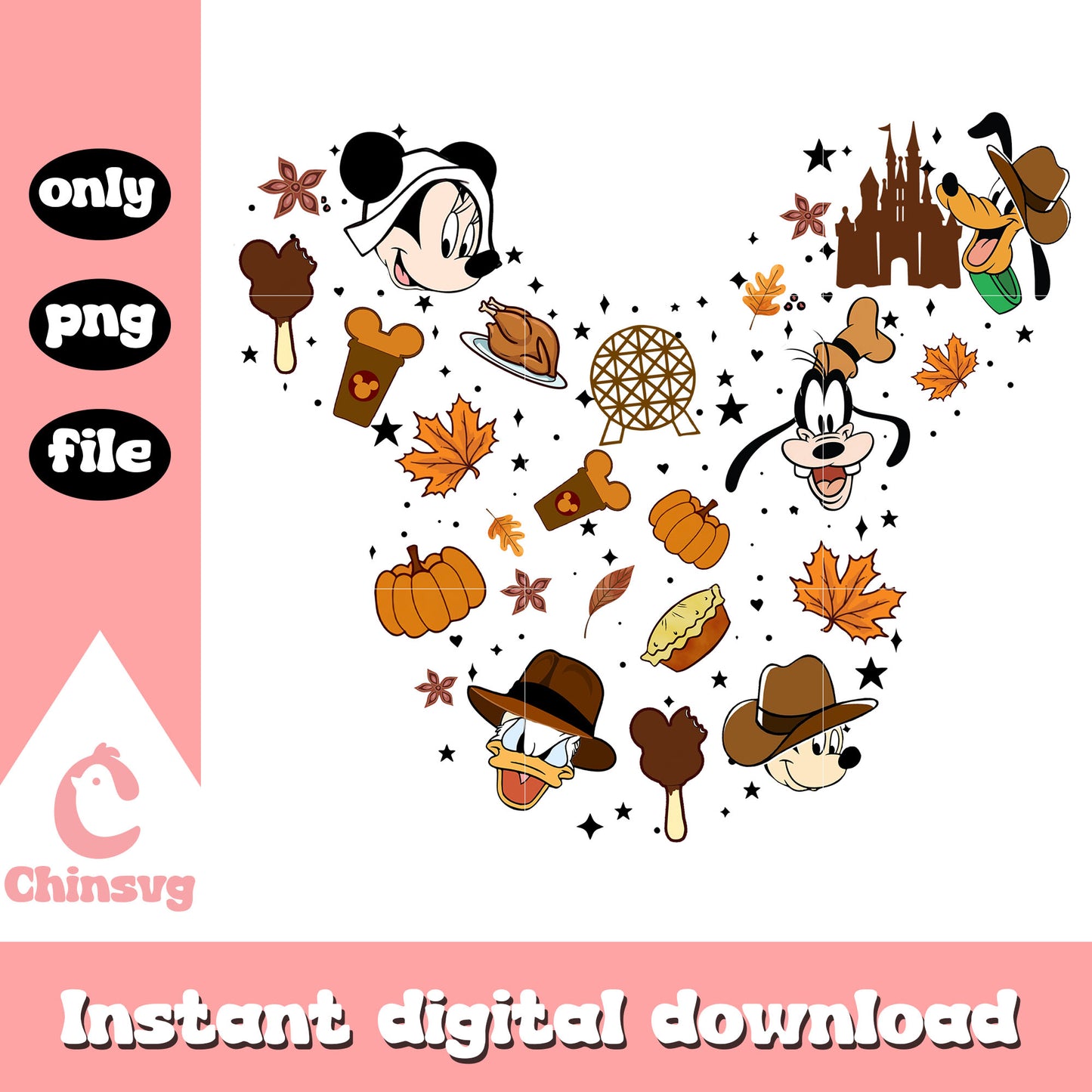 Disney mickey ear autumn vibes png, disney and characters png