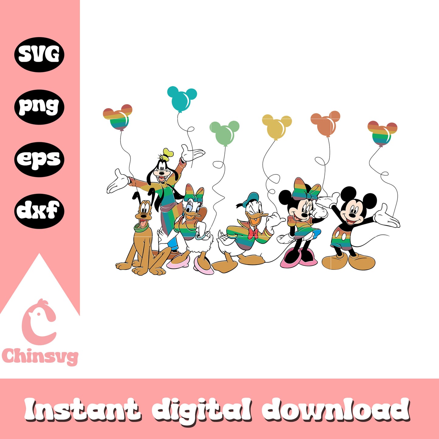 Disney mickey friends balloon svg, mickey and friends svg