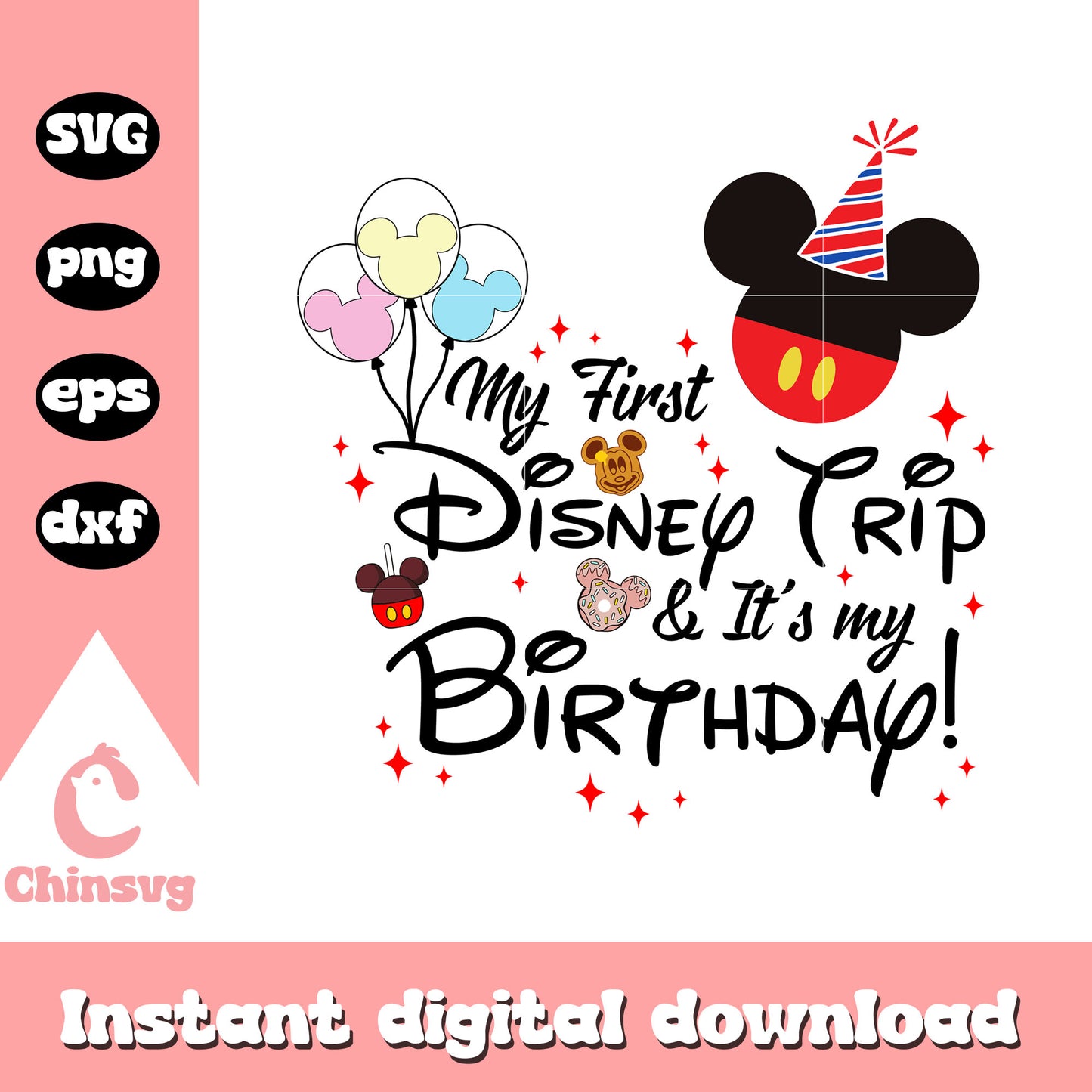 Disney mickey it's my birthday svg, mickey head svg, mickey birthday svg