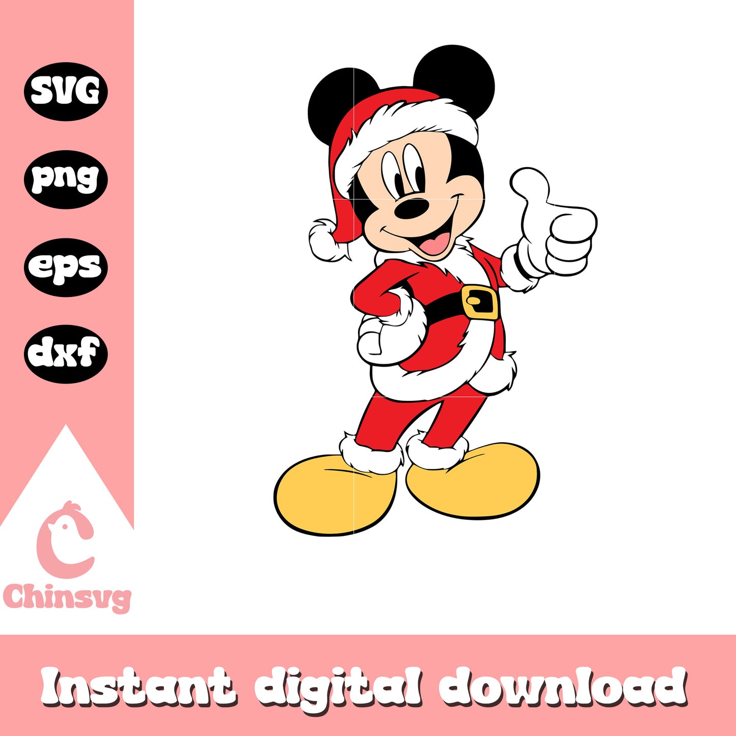 Disney mickey santa claus design svg, mickey mouse christmas svg