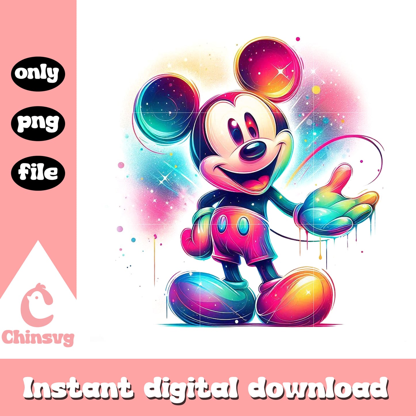 Disney mickey watercolor splash clipart png, mickey mouse png