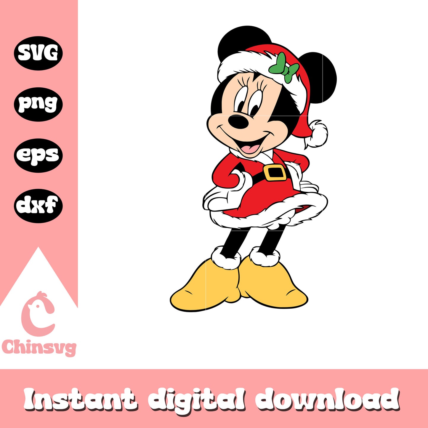Disney minnie santa christmas svg, minnie mouse in christmas svg