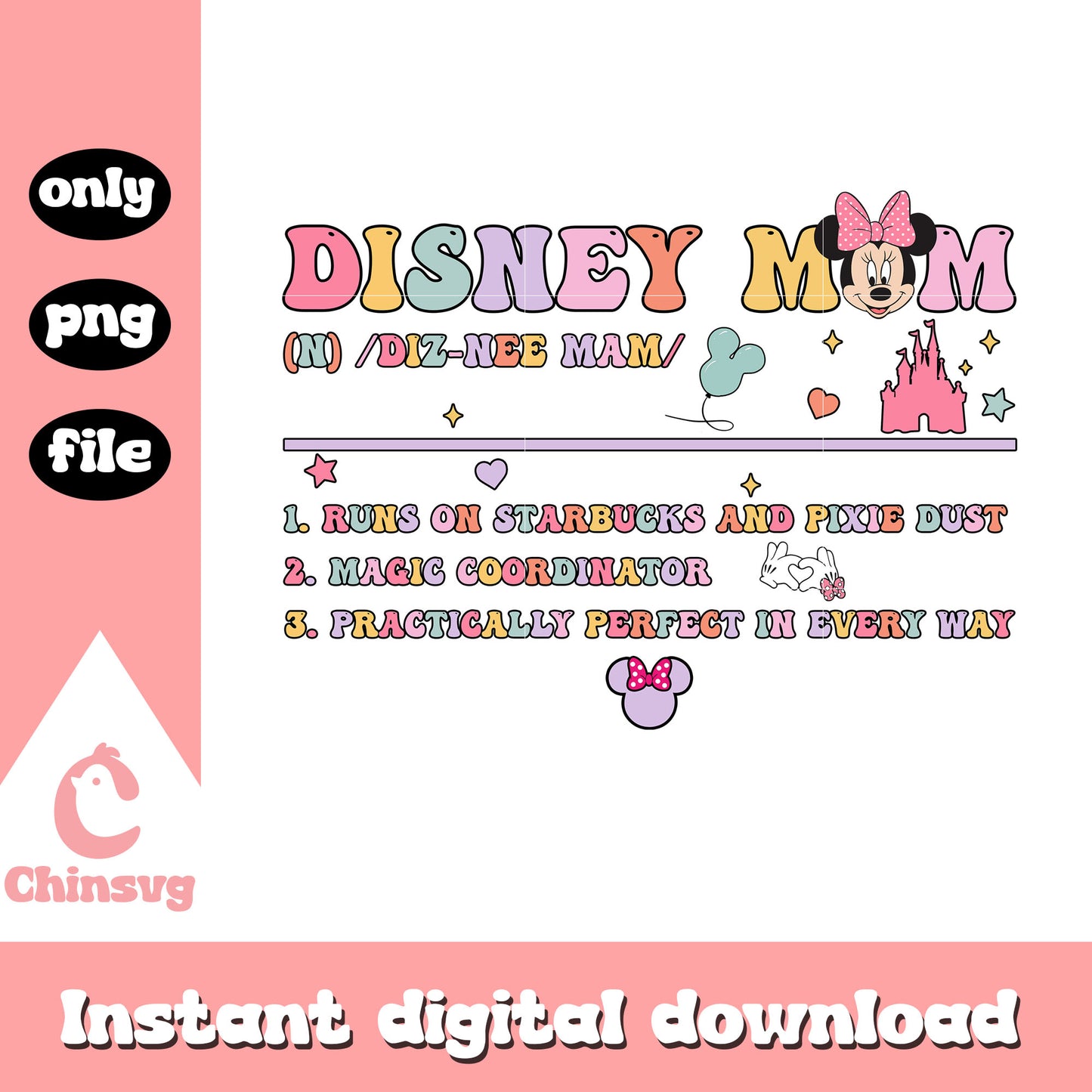 Disney mom font design png, disney mom png, minnie head png