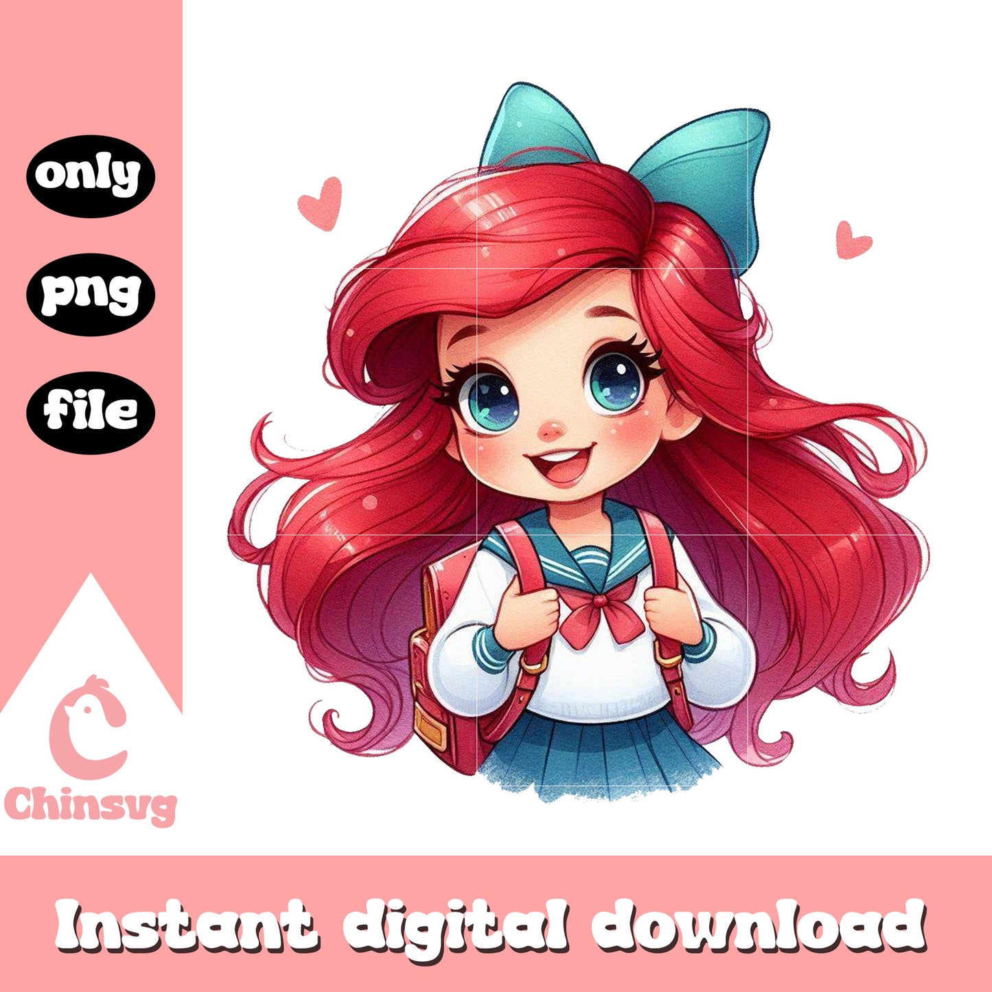 Disney princess ariel character go to school png, high school png