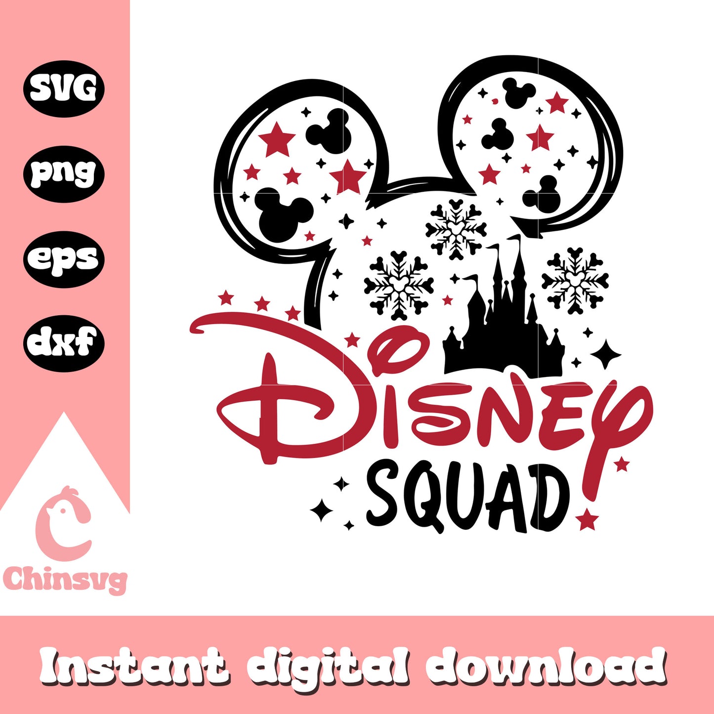 Disney squad mickey mouse head svg, disney christmas days svg