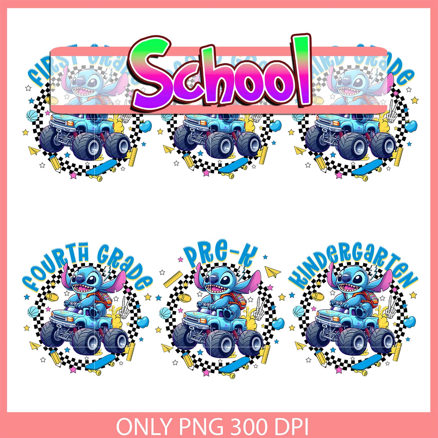 Disney stitch going back to school bundle png, stitch disney png