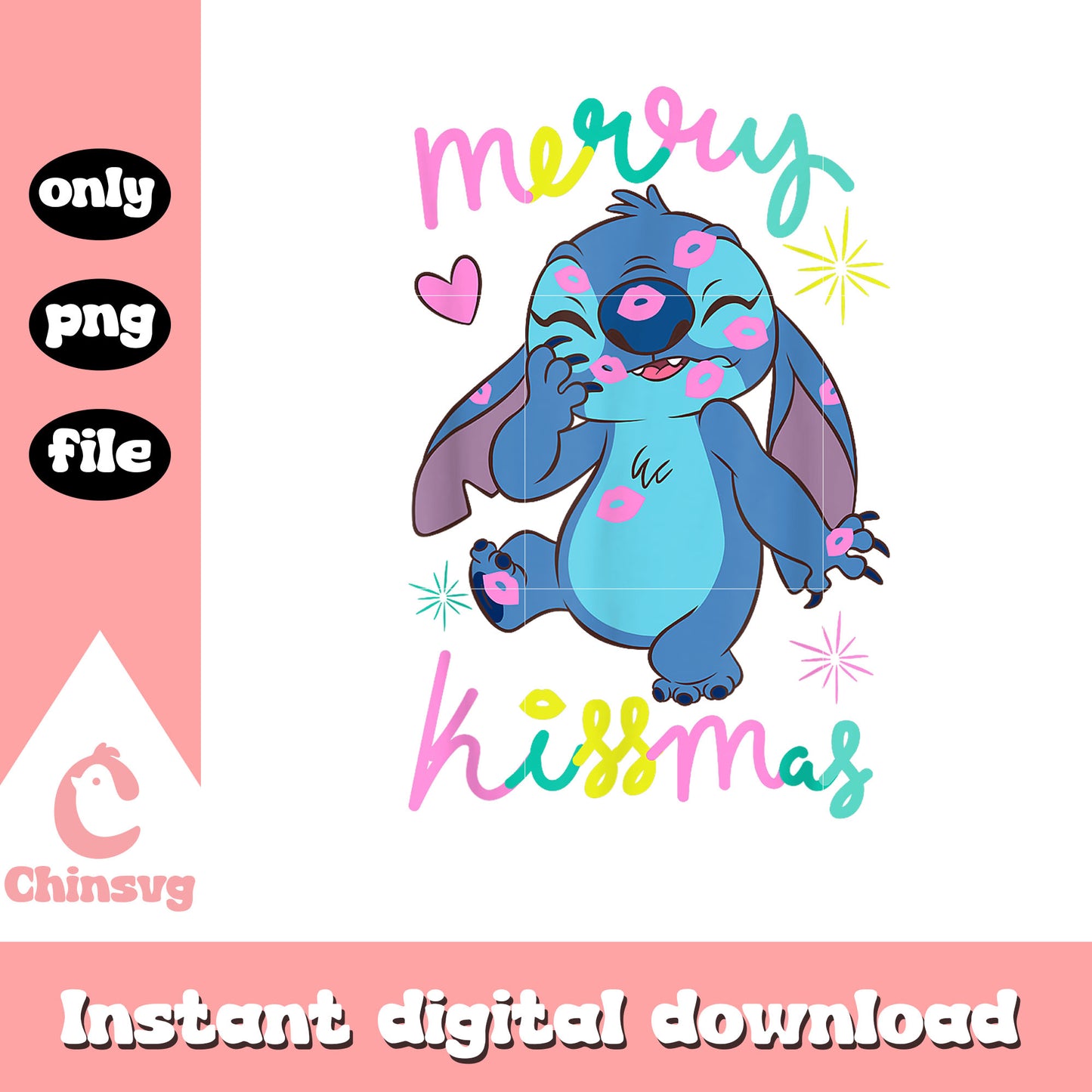 Disney stitch merry kissmas design png, stitch and lilo png