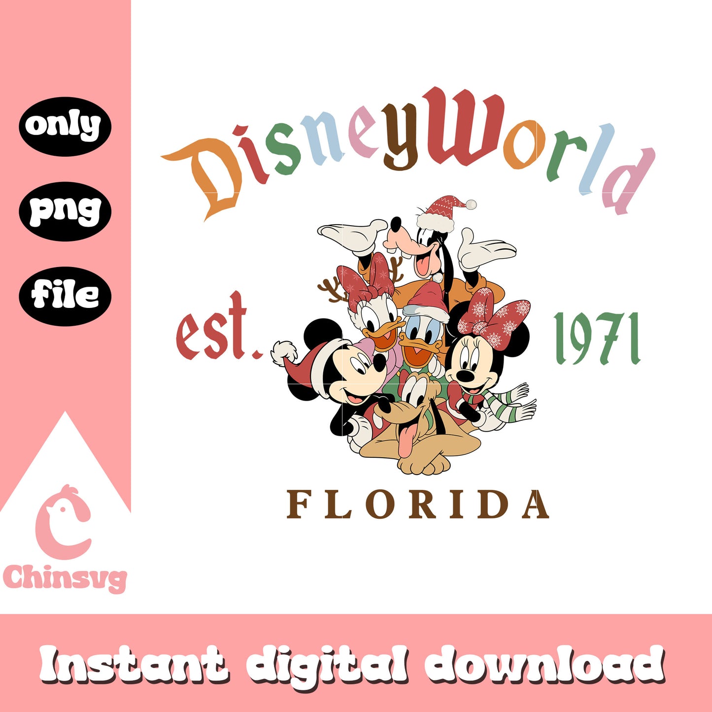Disneyworld est 1971 florida christmas png, disneyworld christmas png