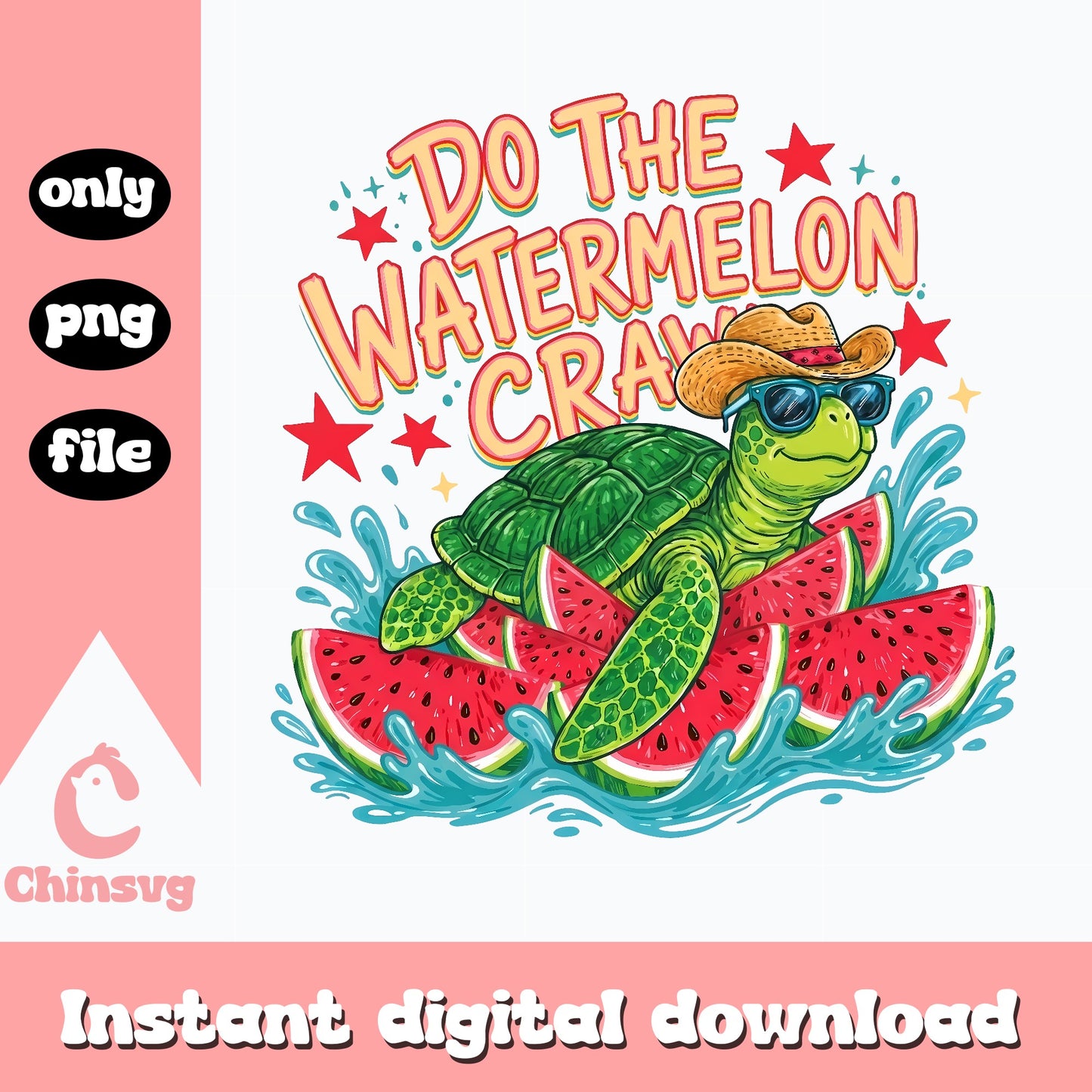 Do The Watermelon Crawl Turtle SVG, Summer Beach SVG, PNG