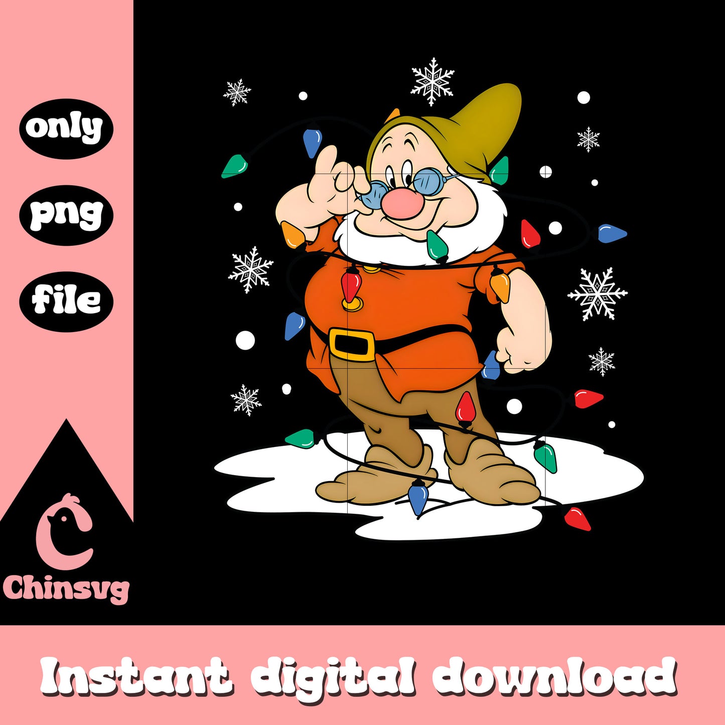 Doc character christmas lights decor png, christmas lights png