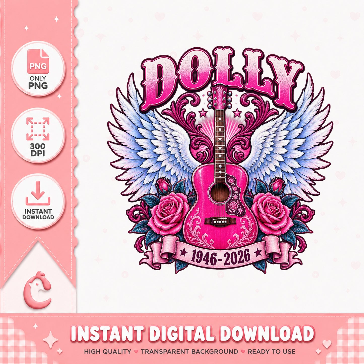 Dolly Parton Memorial PNG, Country Music Guitar, 1946-2026 PNG