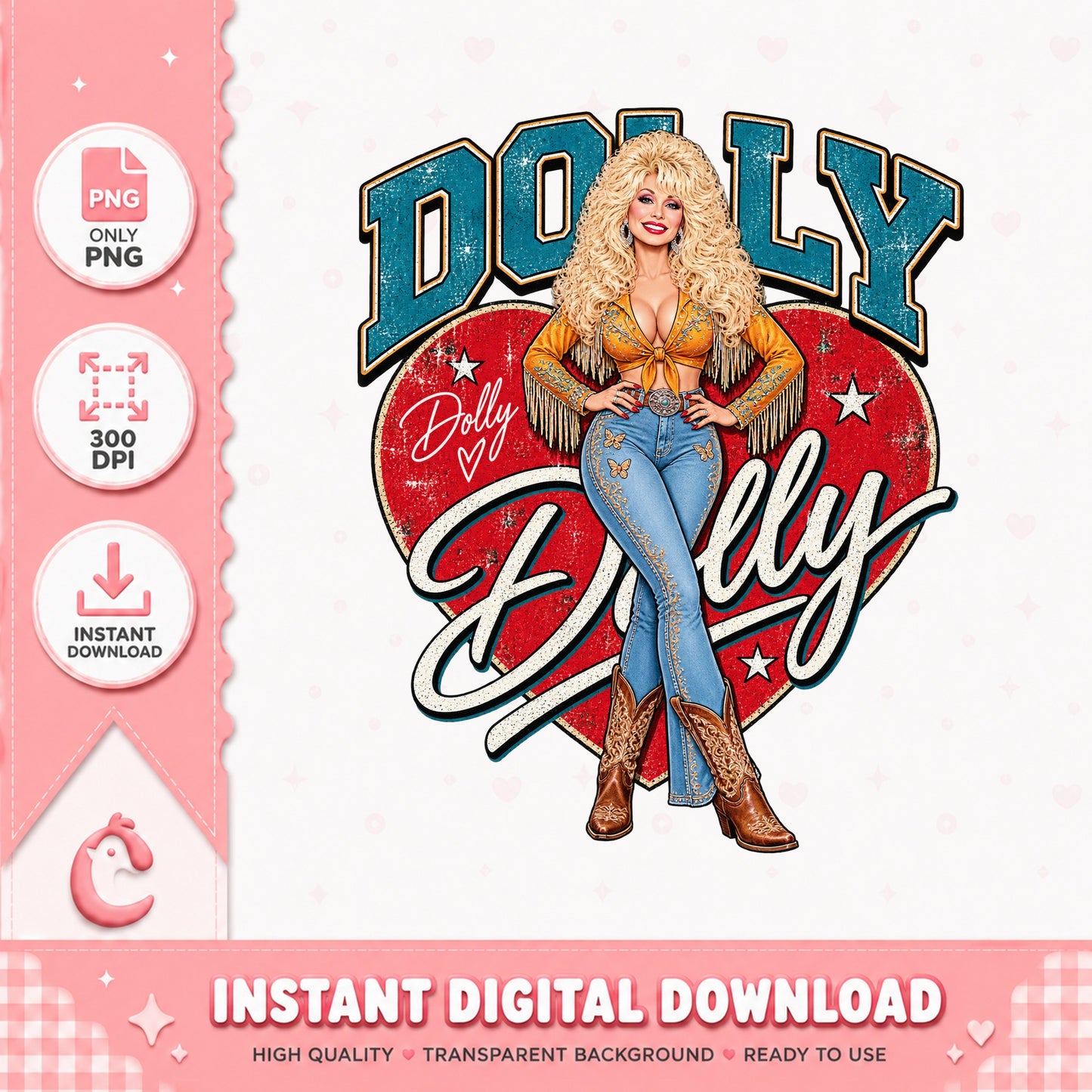 Dolly Parton PNG, Country Music Singer Clipart, Instant Download PNG