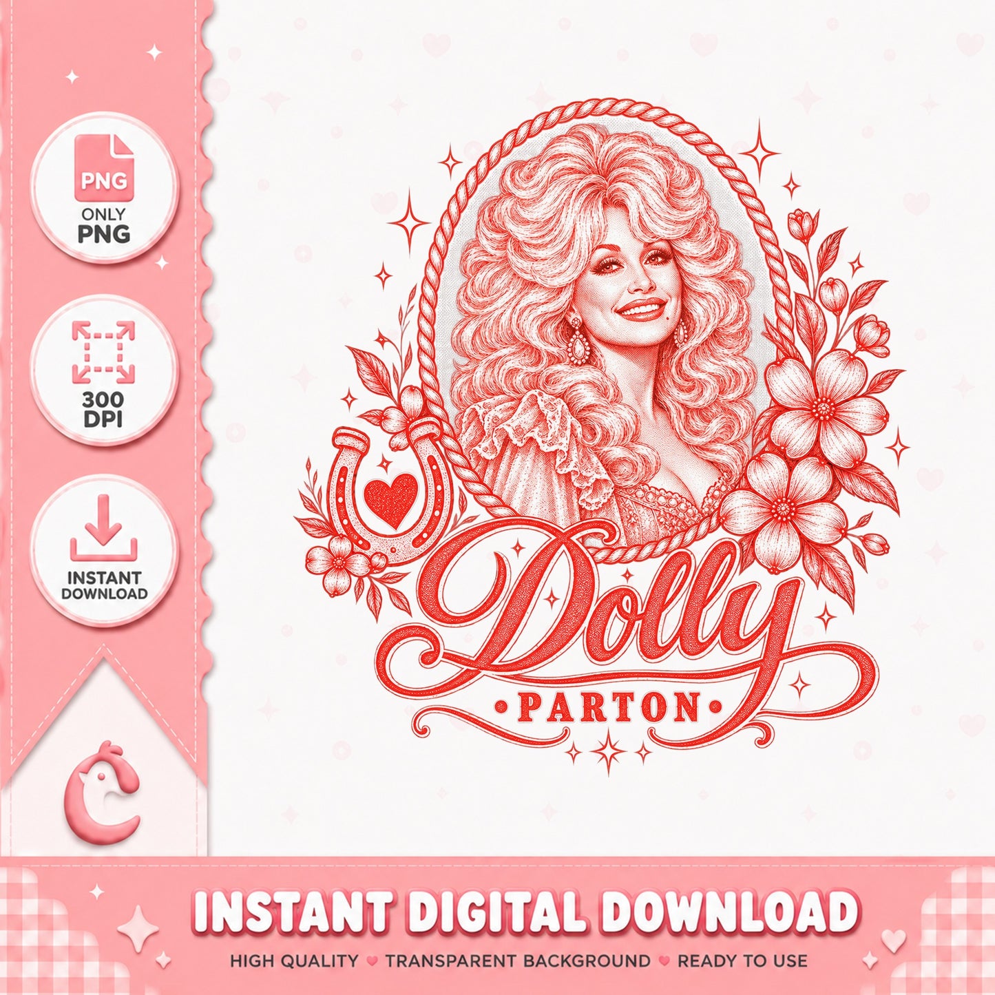 Dolly Parton PNG, Country Music Singer, Instant Download PNG