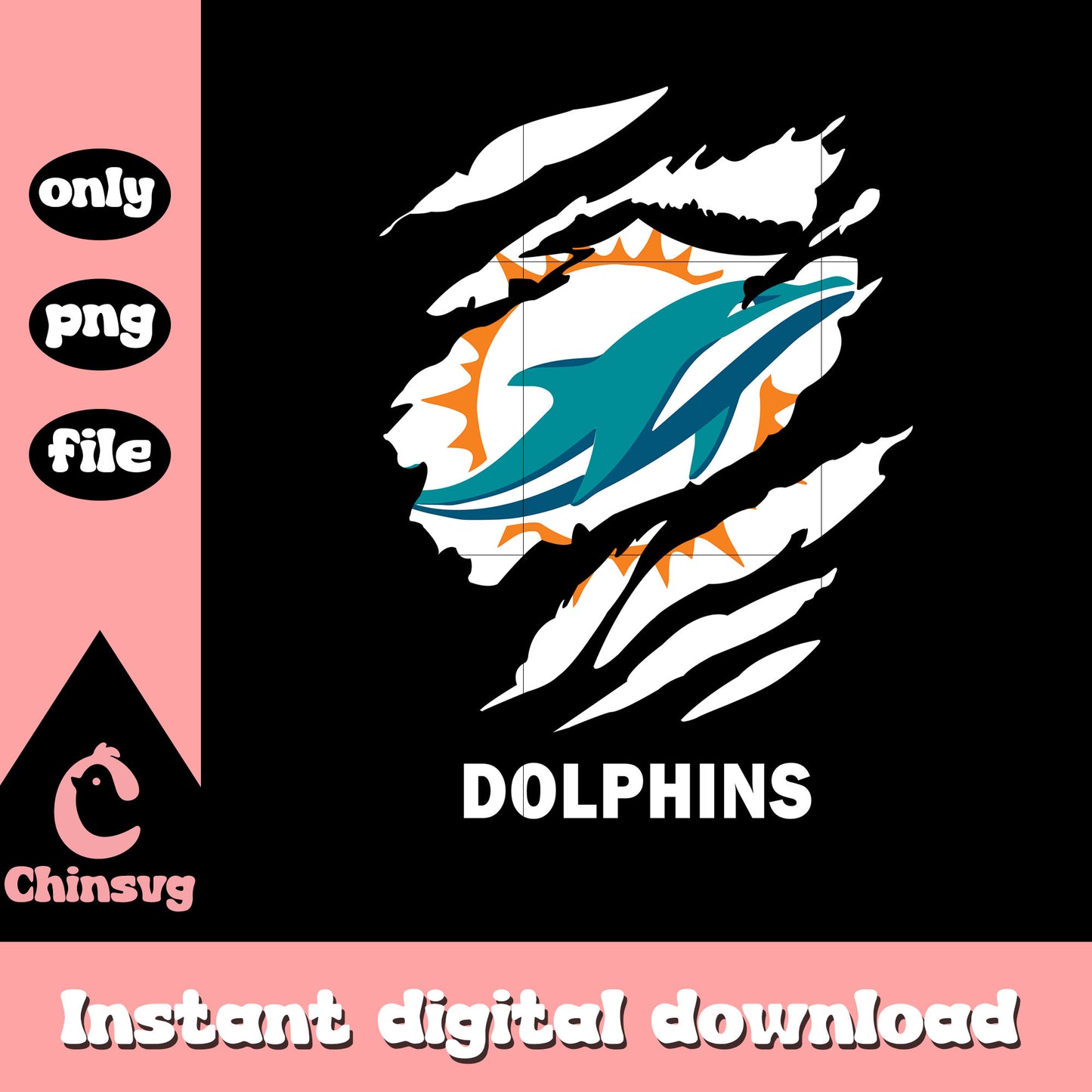 Dolphins logo white paint png, nfl miami dolphins png
