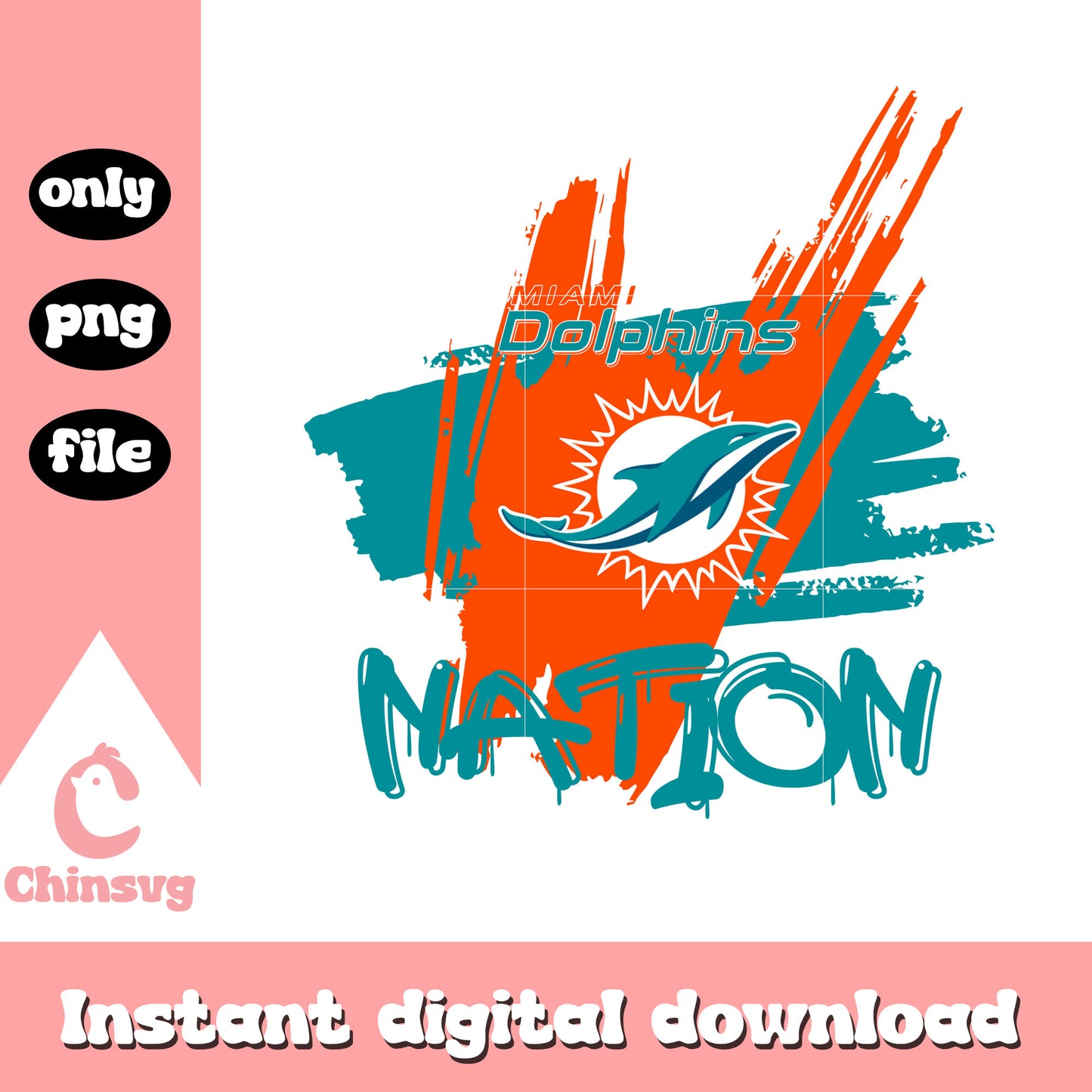 Dolphins nation retro logo design png, Miami Dolphins png