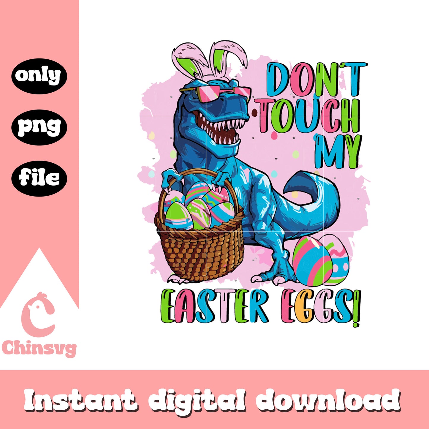 Don't touch my easter eggs design png, easter bunny rabbit png