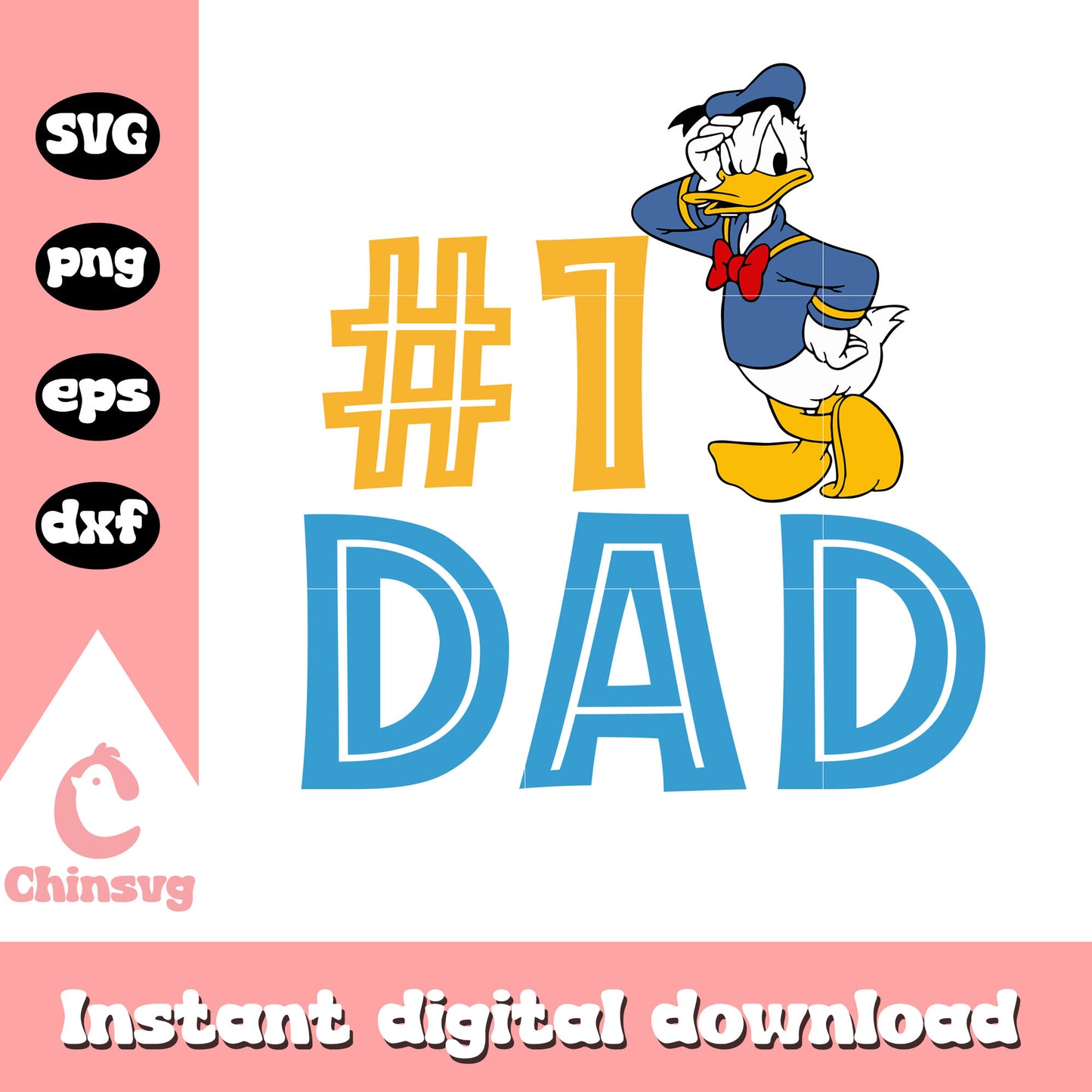 Donald duck dad 1st svg, donald duck from disney svg, cartoon donald duck svg
