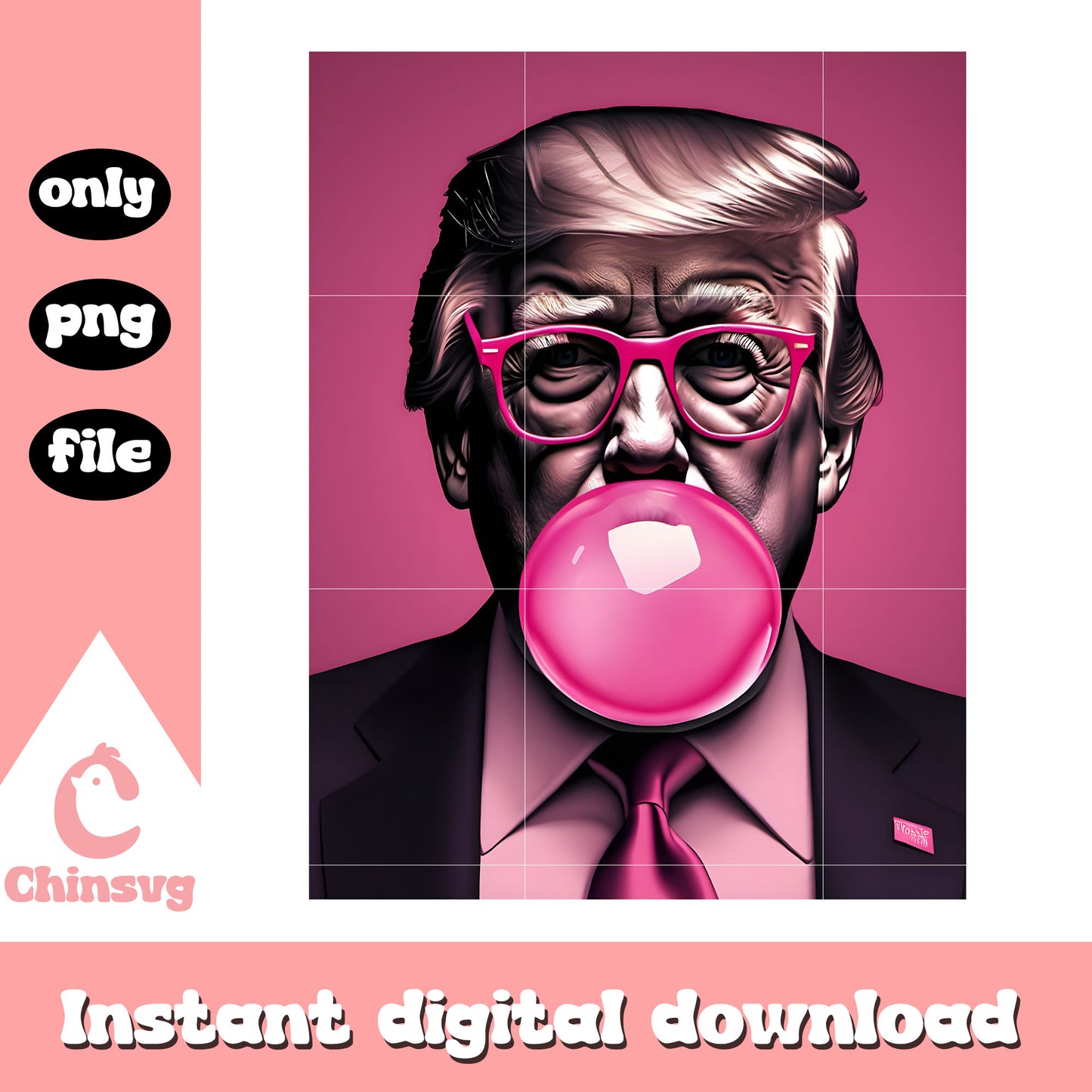Donald trump pink bubblegum design png, bubblegum png, donald trump png