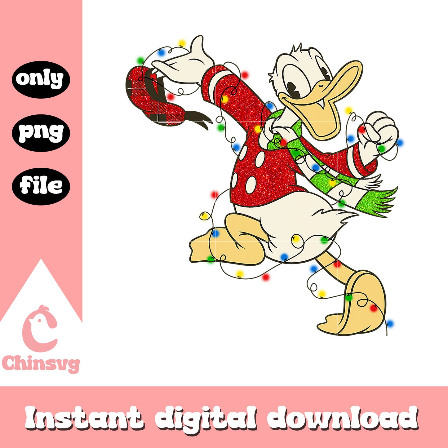 Donald christmas oufits design png, disney christmas clothes png
