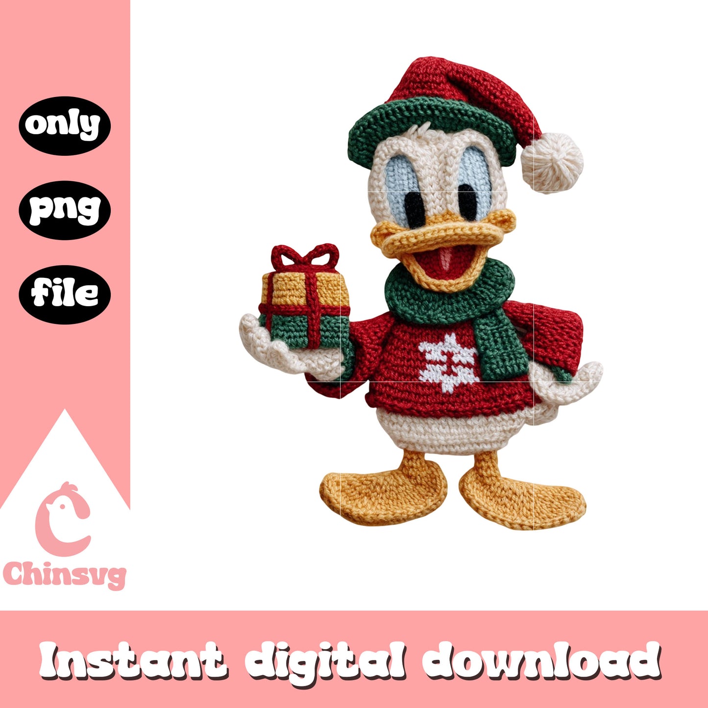 Donald christmas sweater crochet png, christmas outfits png